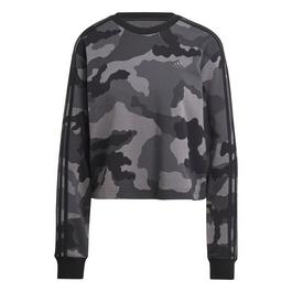 adidas Essentials 3 Stripes Camo Print Cropped Sweatshirt womens