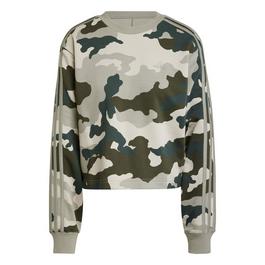 adidas Essentials 3 Stripes Camo Print Cropped Sweatshirt womens