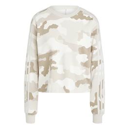 adidas Essentials 3 Stripes Camo Print Cropped Sweatshirt womens