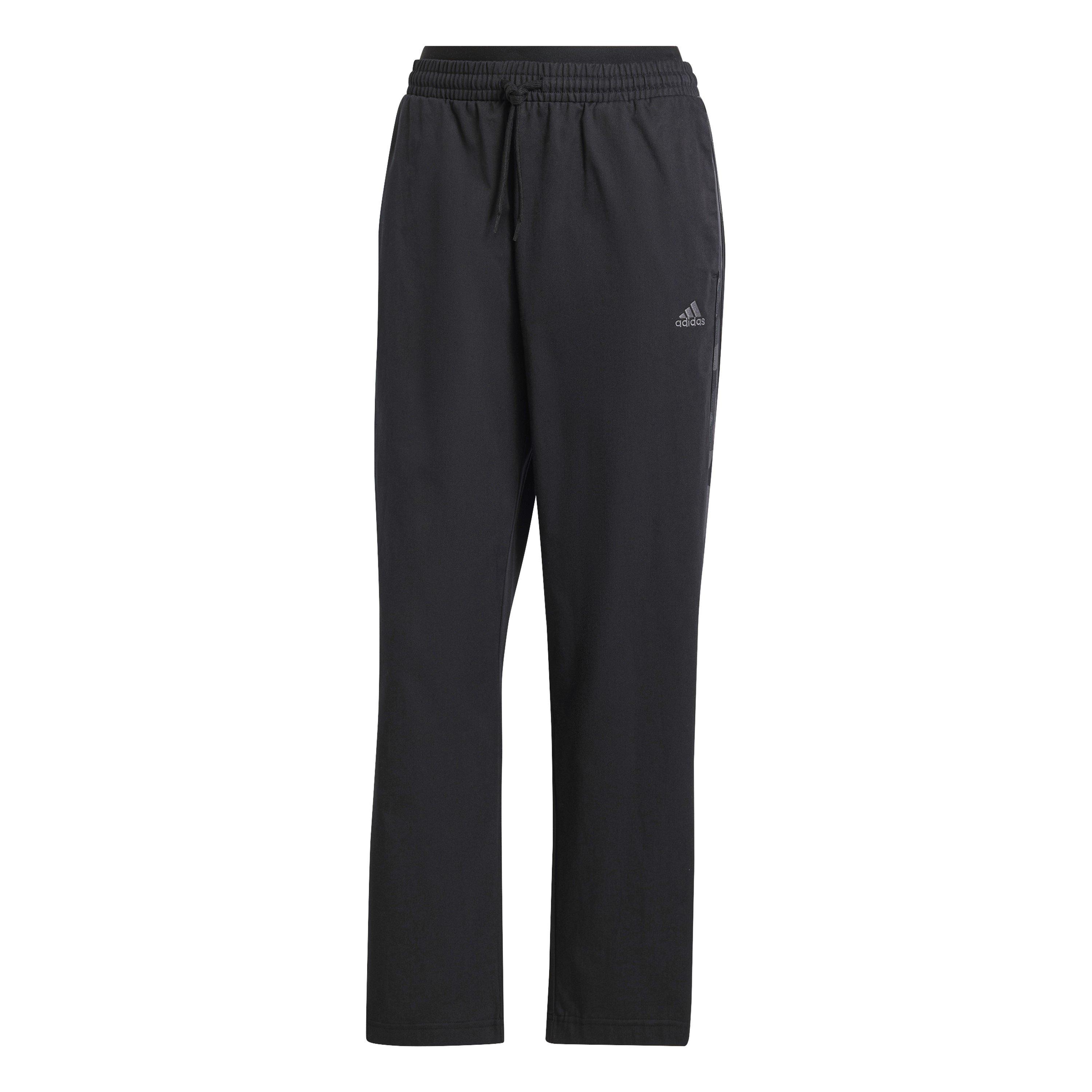 Adidas Women's Essentials Camo-Print 3-Stripes Twill Trousers - Black - L (16-18)