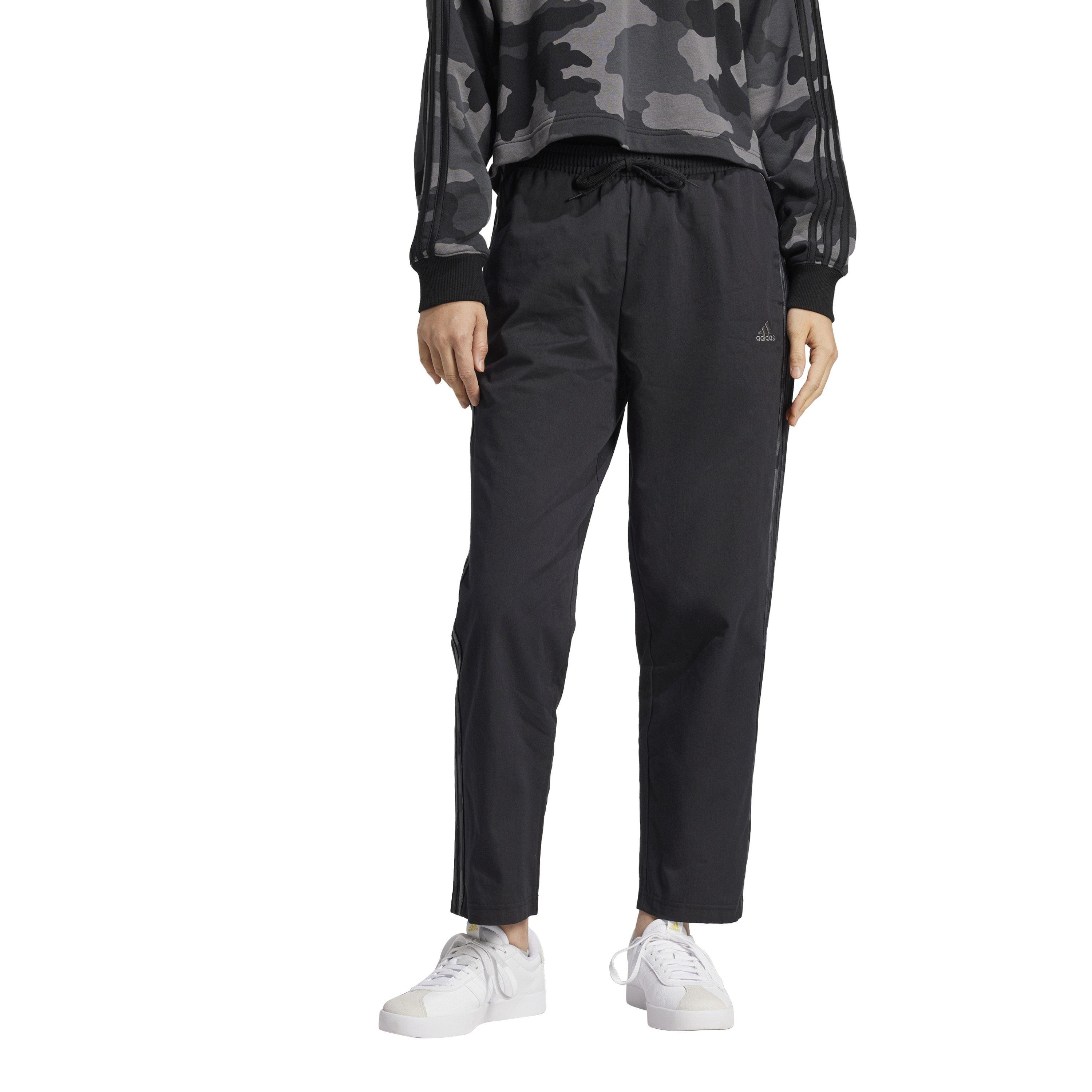 Black - adidas - Essentials Camo-Print 3-Stripes Twill Trousers Womens - 2