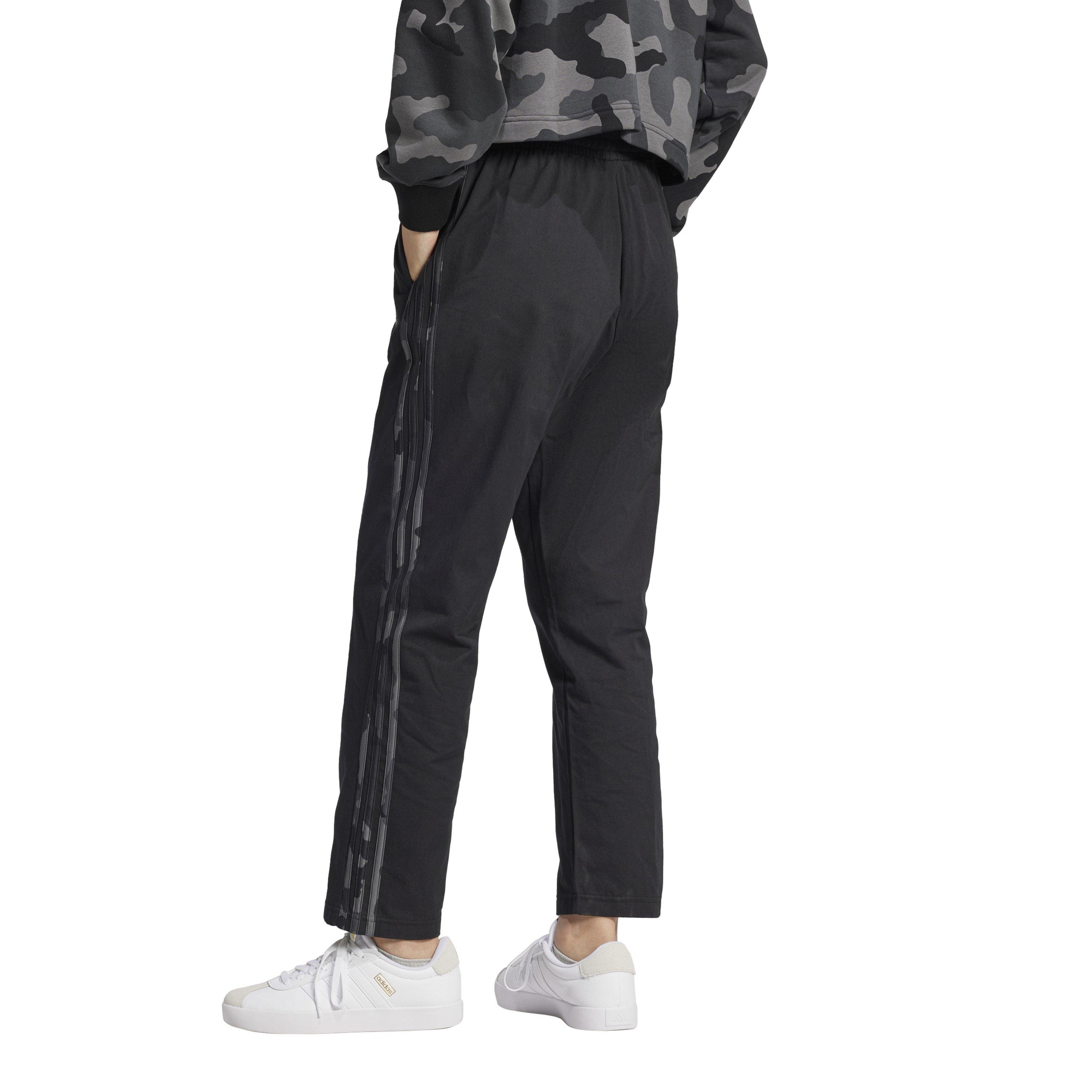Black - adidas - Essentials Camo-Print 3-Stripes Twill Trousers Womens - 3