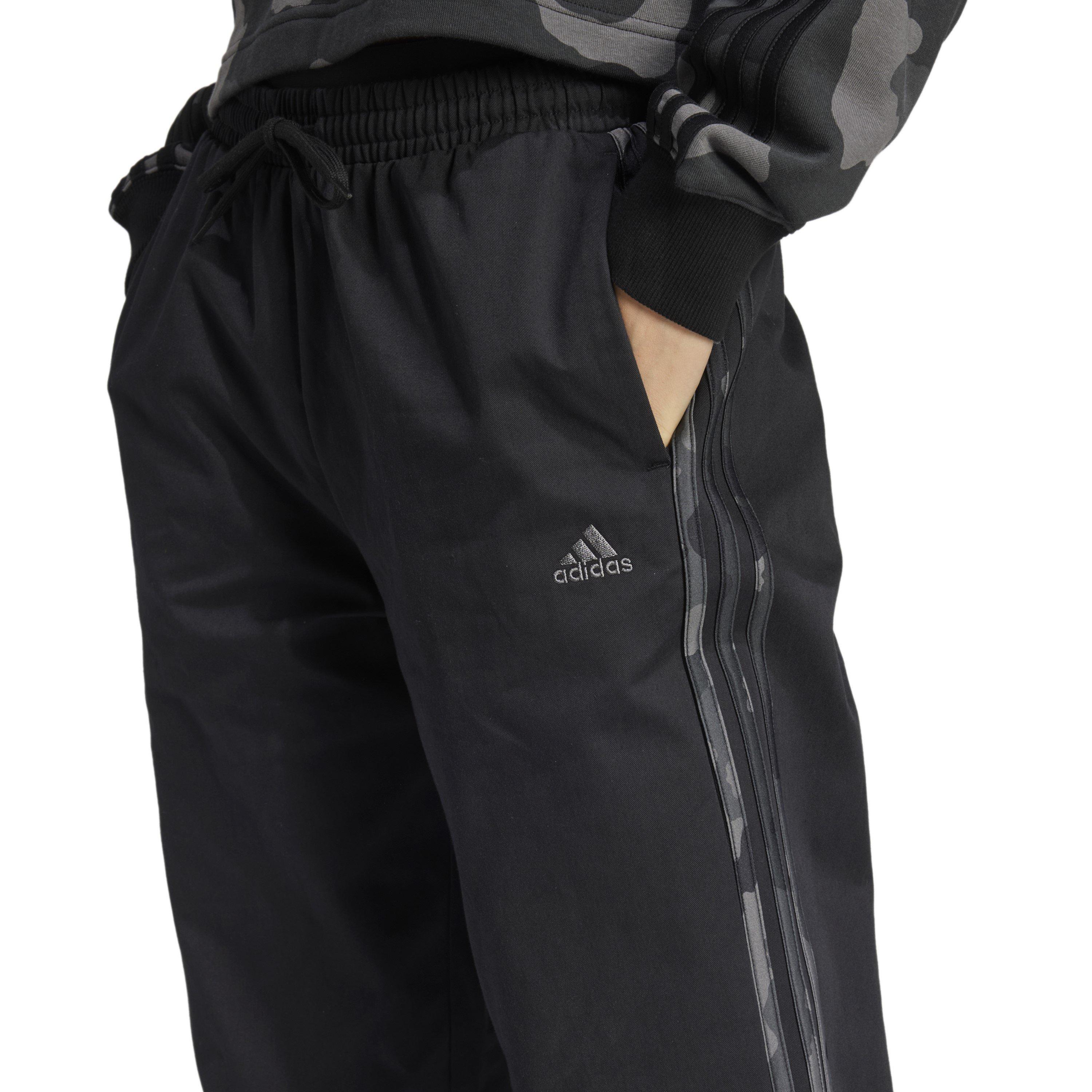 Black - adidas - Essentials Camo-Print 3-Stripes Twill Trousers Womens - 5