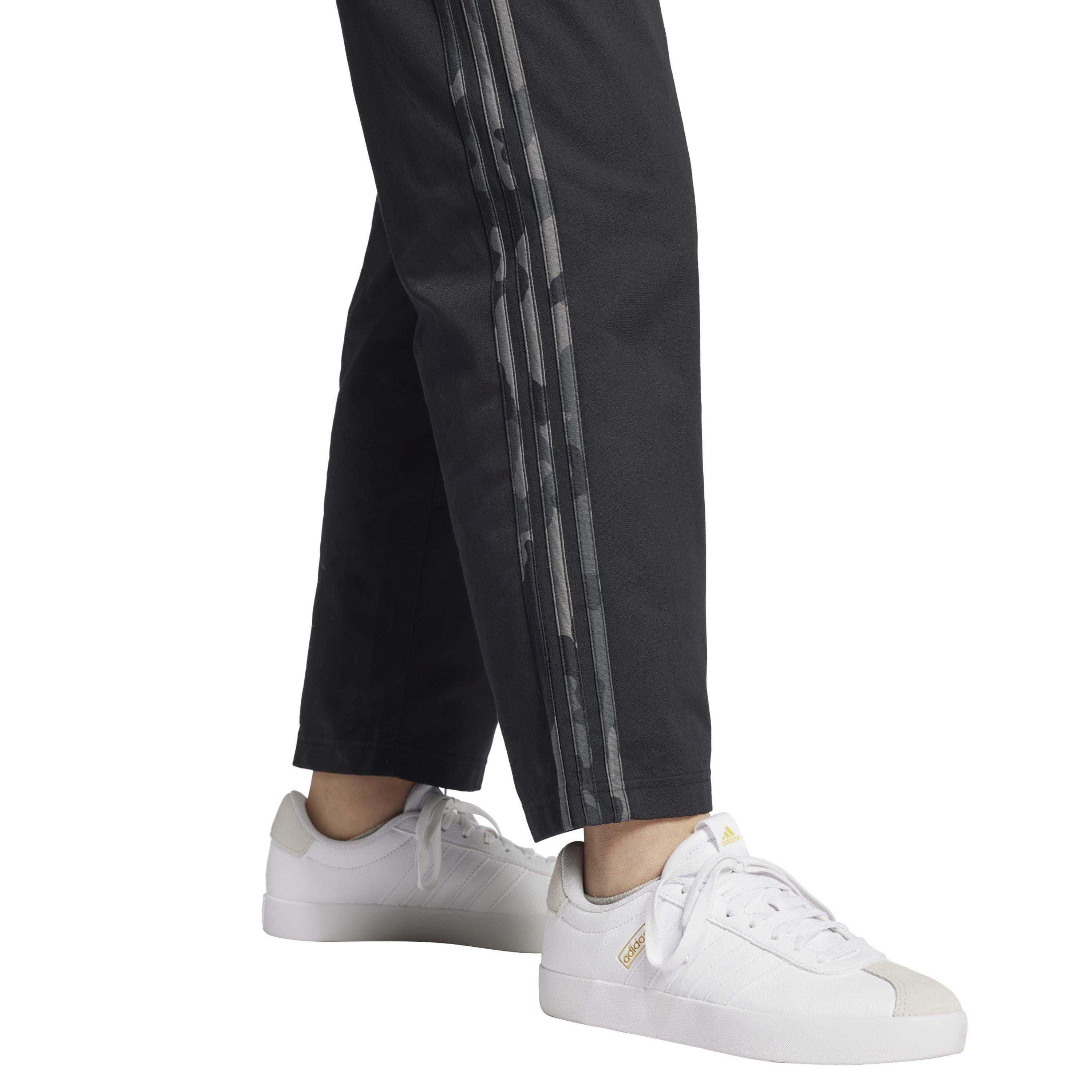 Black - adidas - Essentials Camo-Print 3-Stripes Twill Trousers Womens - 6