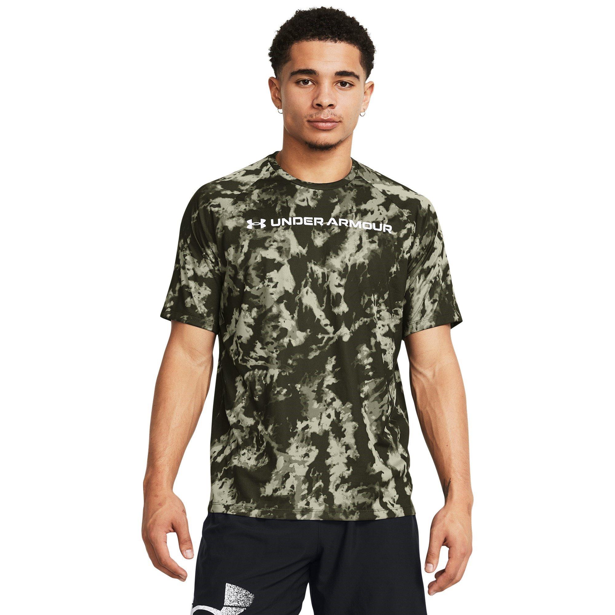Marine Green - Under Armour - Tech Camo Short-Sleeve Performance Gym Top - 3