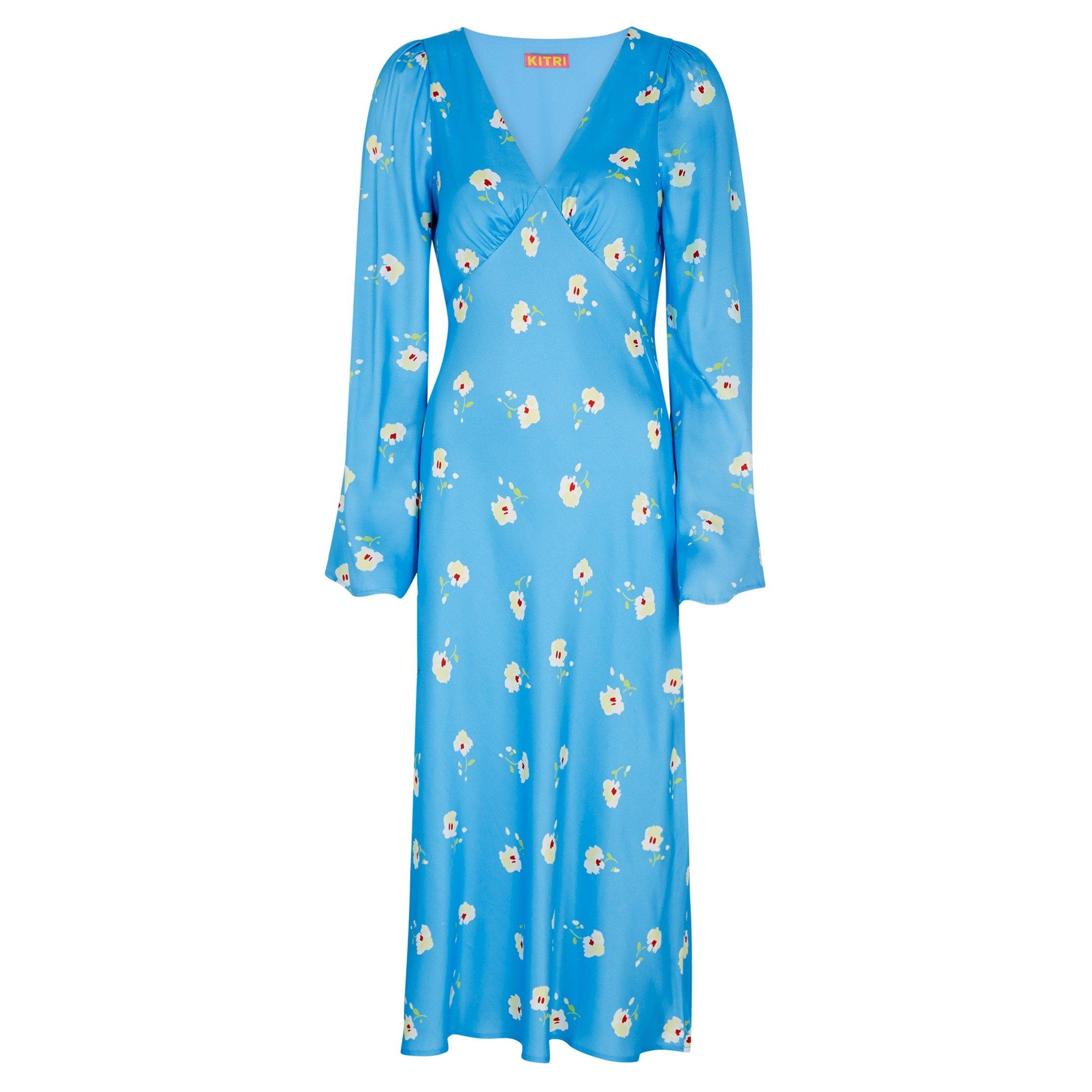 BLUE - KITRI - LD LIBBY BLUE PANSY PRINT DRES - 1