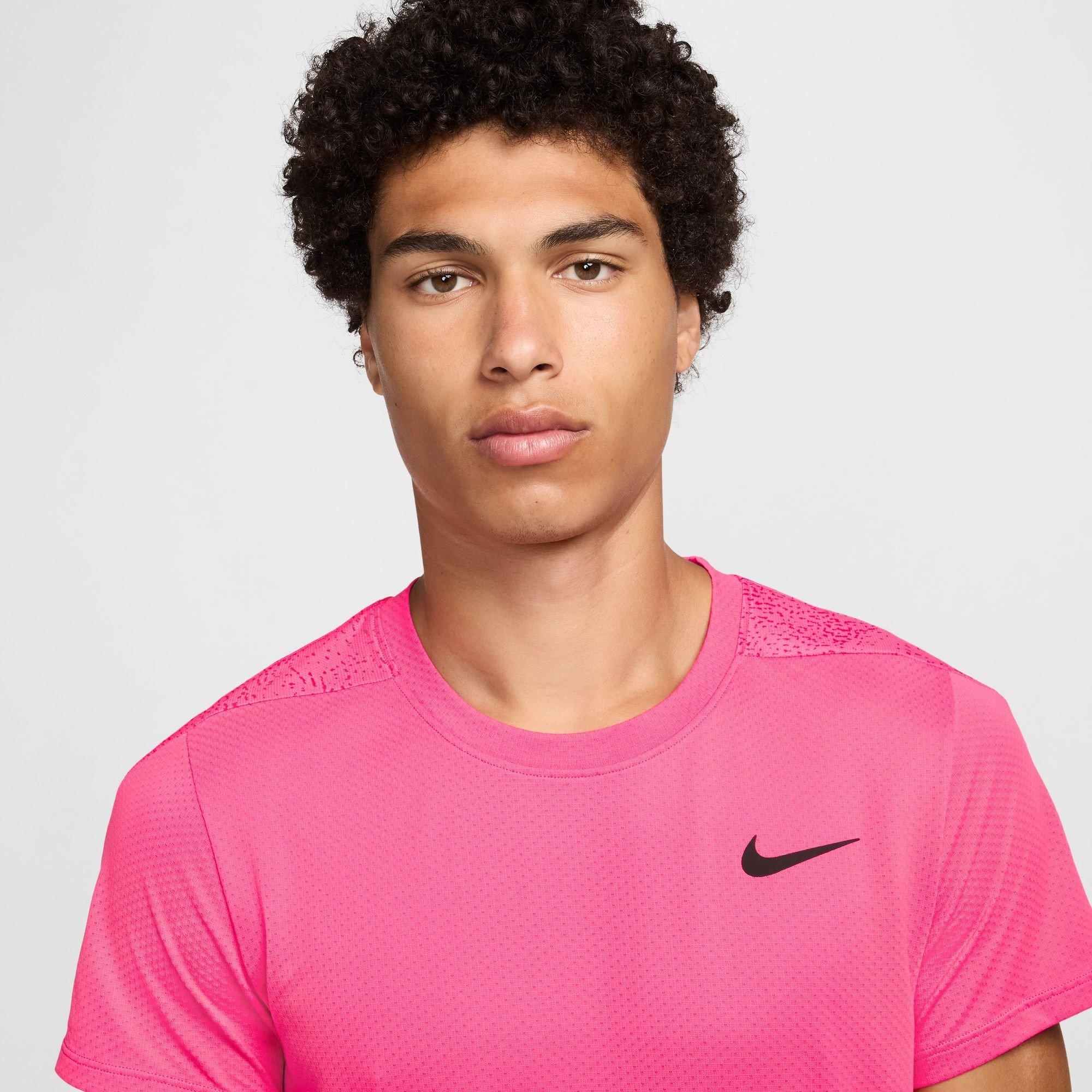 Hot Fushsia/Wht - Nike - DriFIT Slam Tennis T-Shirt Mens - 3