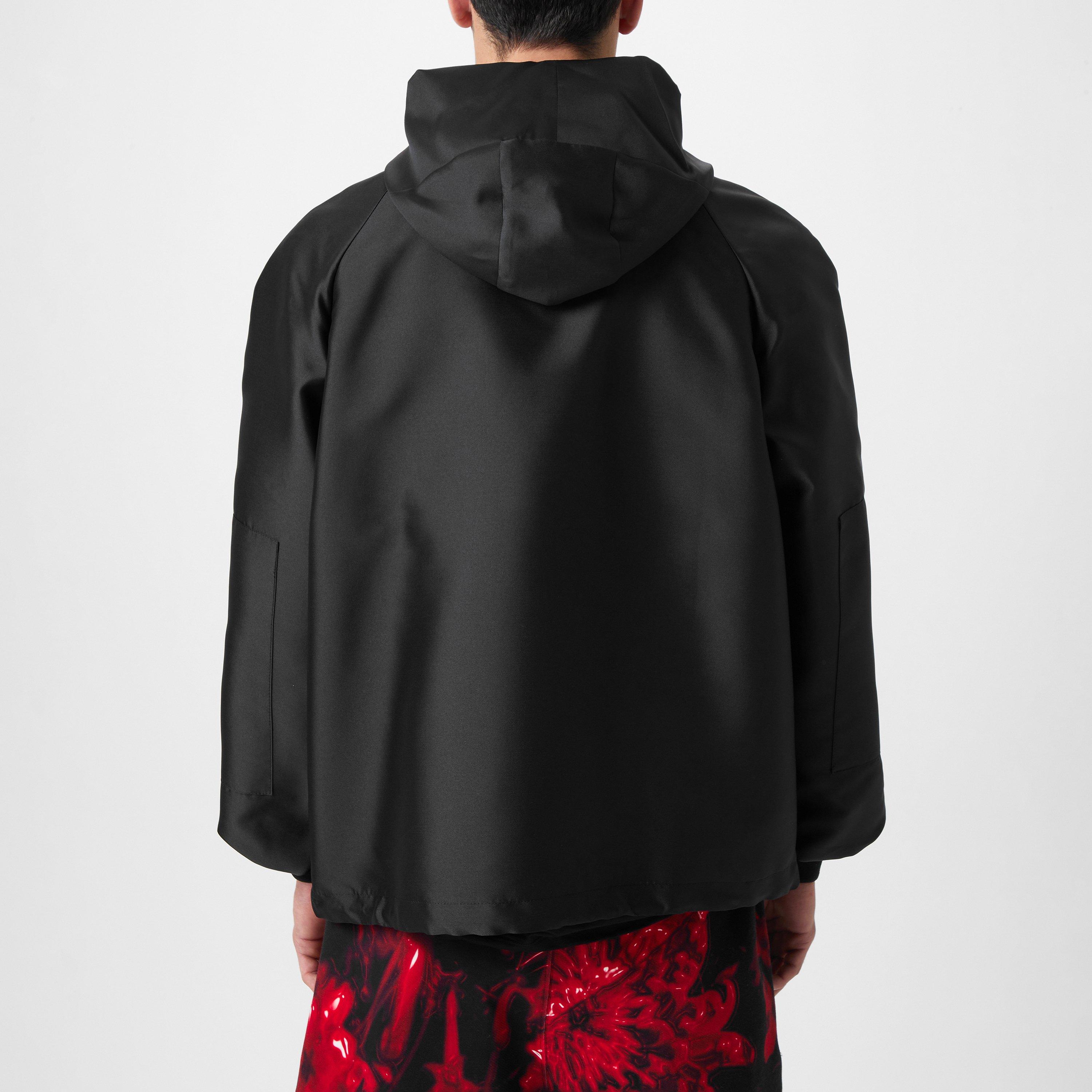 Black - Alexander McQueen - Men's Embroidered Logo Hooded Long Sleeve Windbreaker - 3