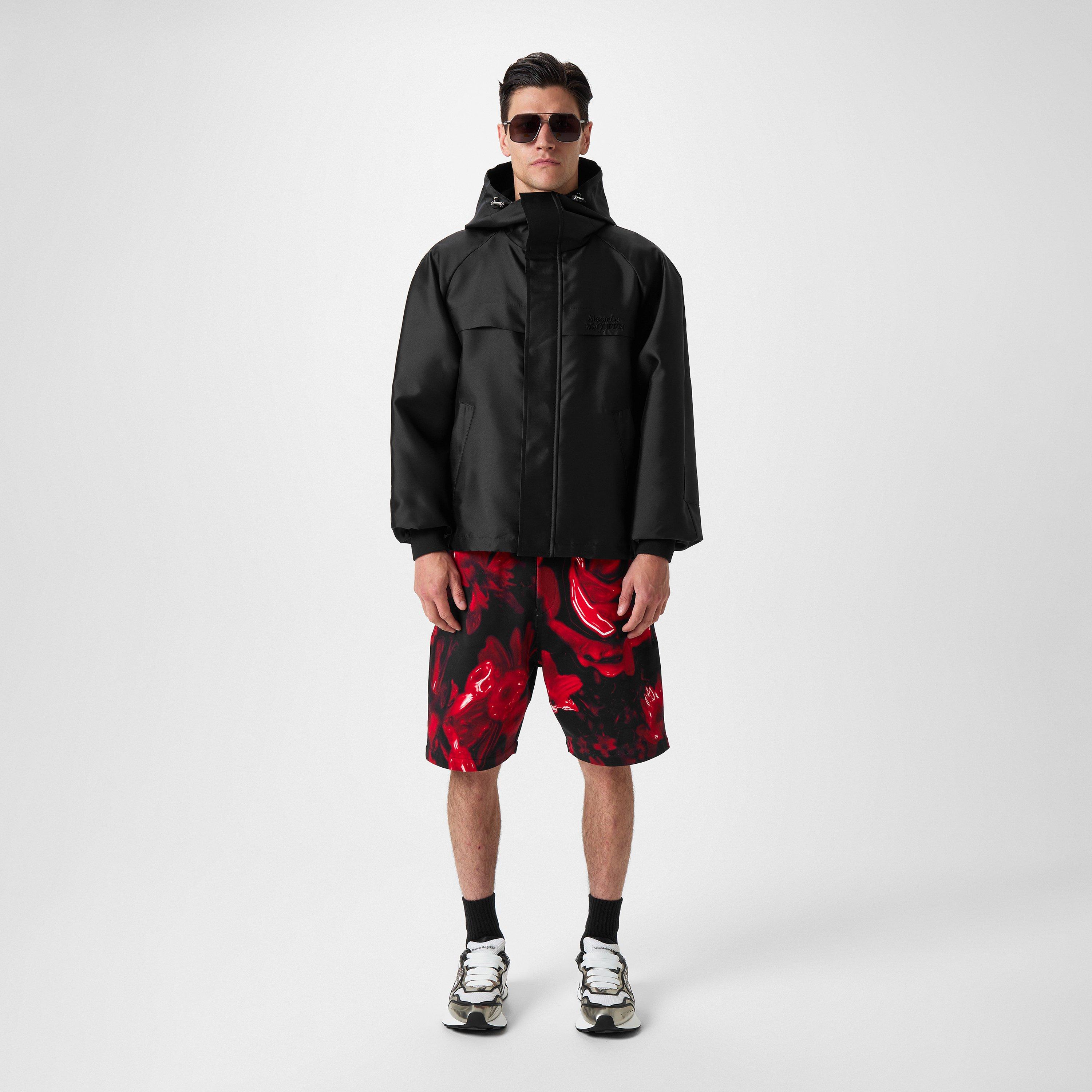 Black - Alexander McQueen - Men's Embroidered Logo Hooded Long Sleeve Windbreaker - 4