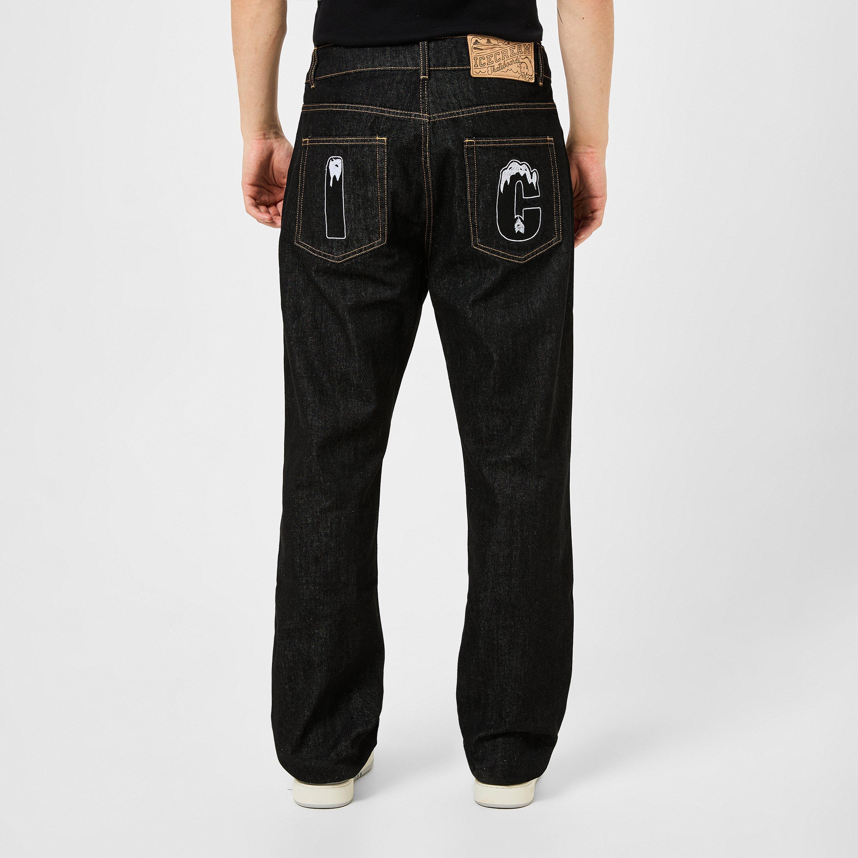 Black/White - ICECREAM - Running Dog Denim Jeans - 4