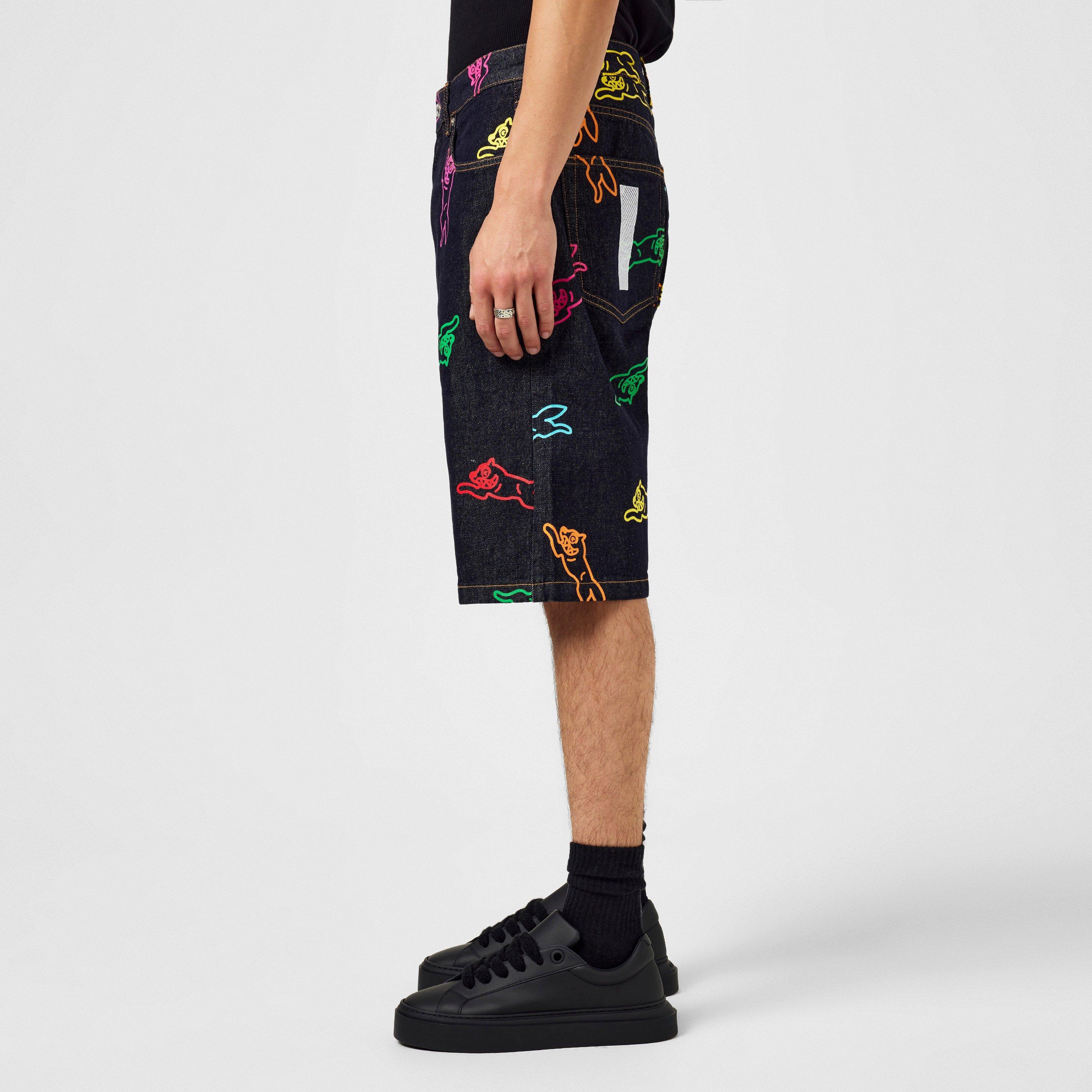 Indigo/Multi - ICECREAM - Men's All Over Print Denim Shorts - 5