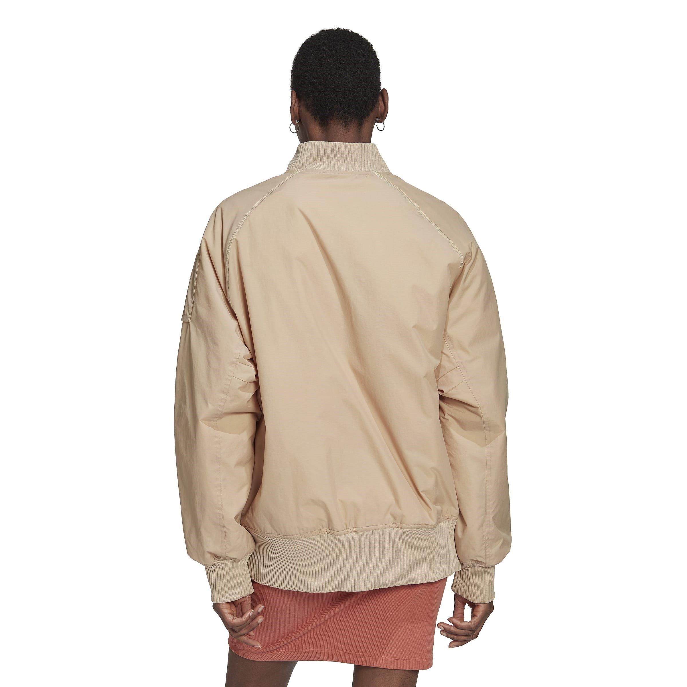 Adidas originals long bomber jacket in khaki best sale