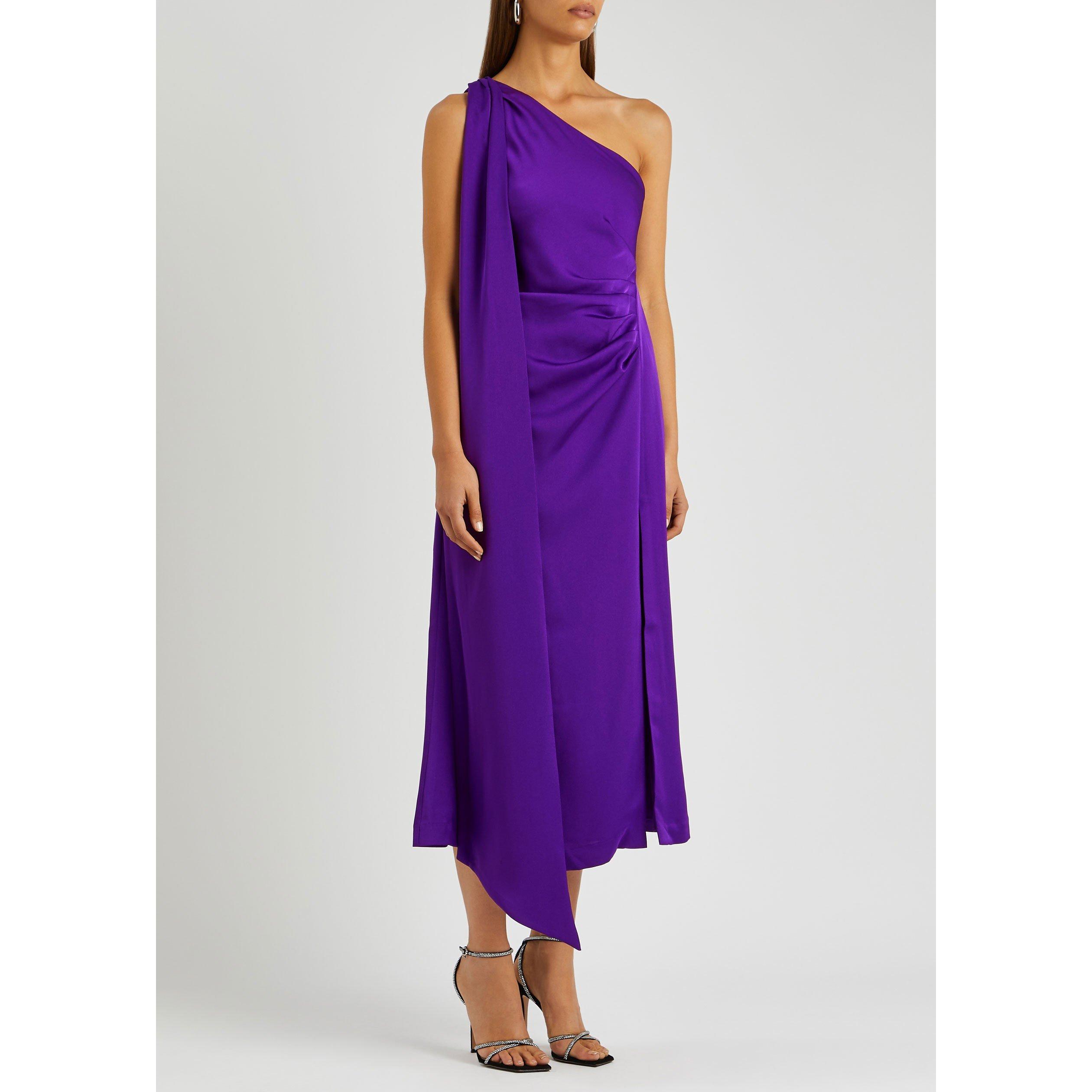 PURPLE - Misha - LD ESTRA SCARF NECK SATIN MIDI - 2
