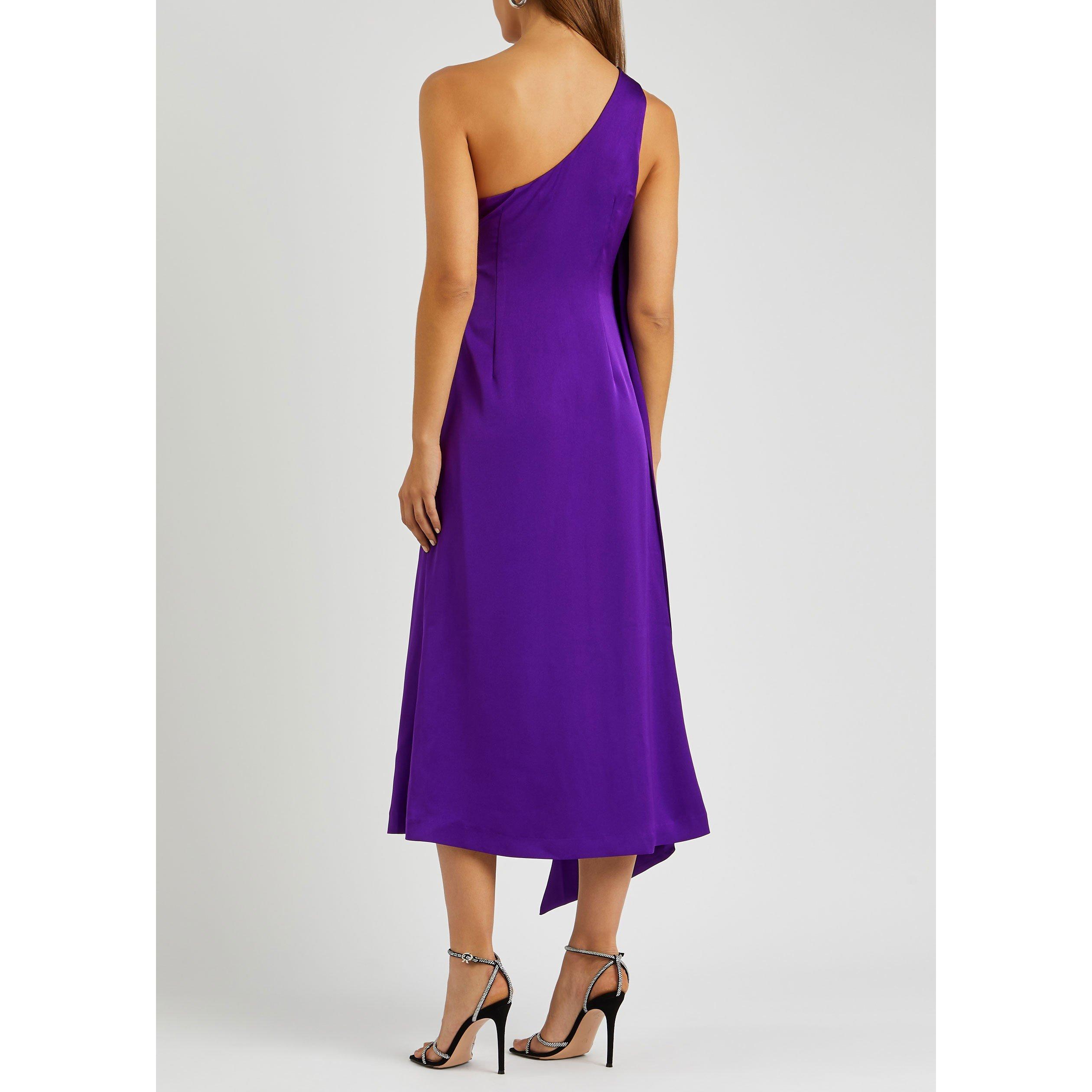 PURPLE - Misha - LD ESTRA SCARF NECK SATIN MIDI - 3