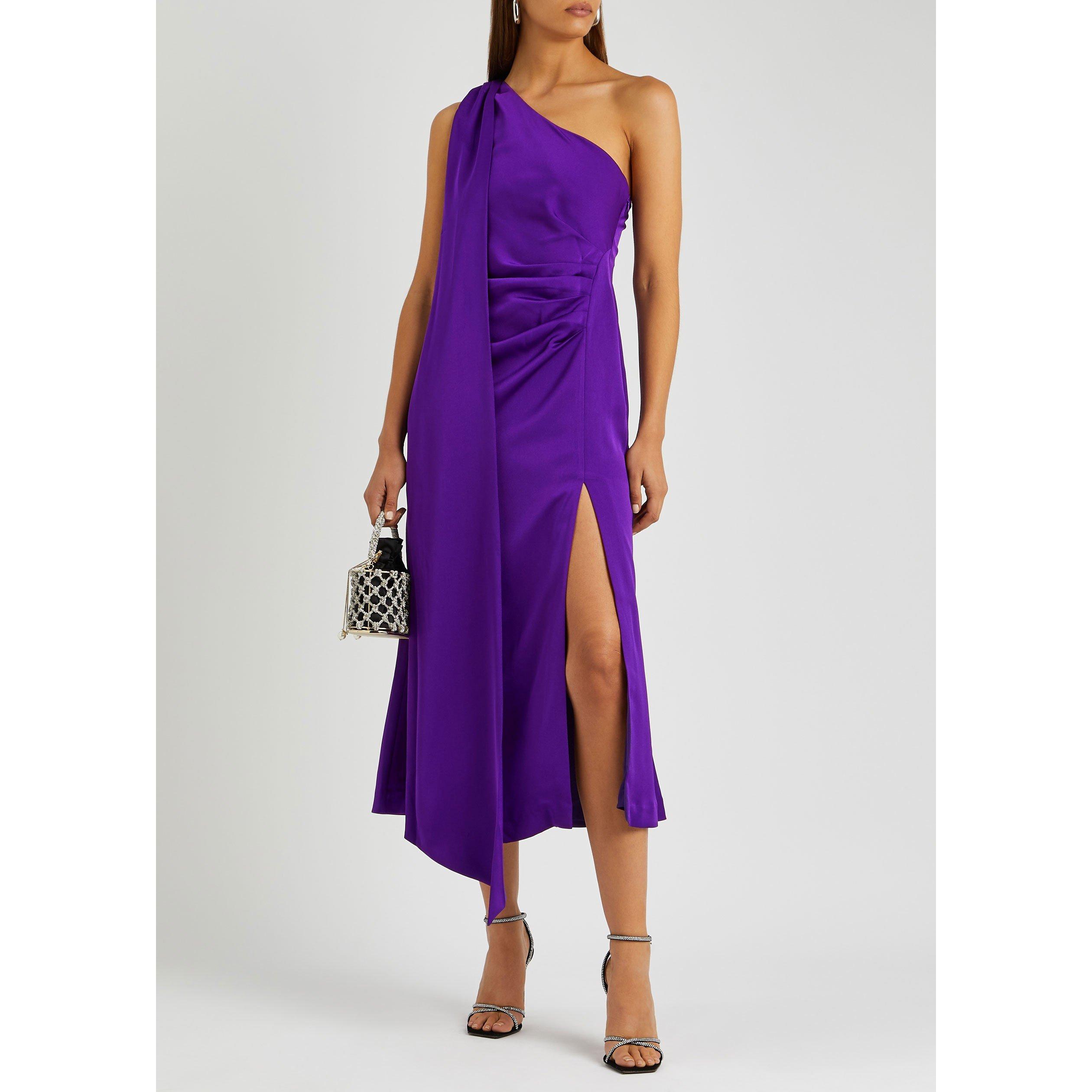 PURPLE - Misha - LD ESTRA SCARF NECK SATIN MIDI - 5
