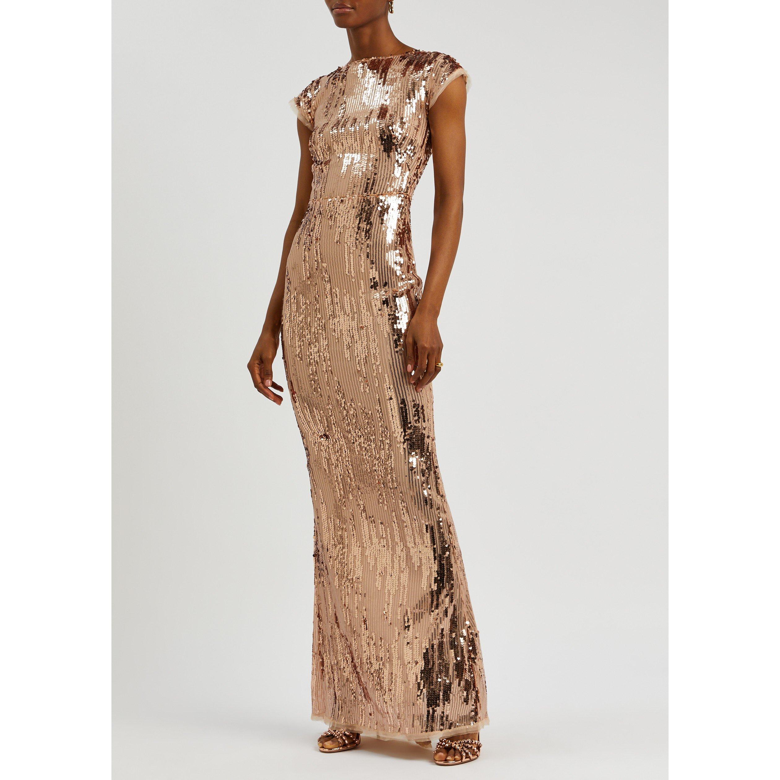GOLD - Talbot Runhof - LD SEQUIN SHRT SLV EVENING DRS - 2