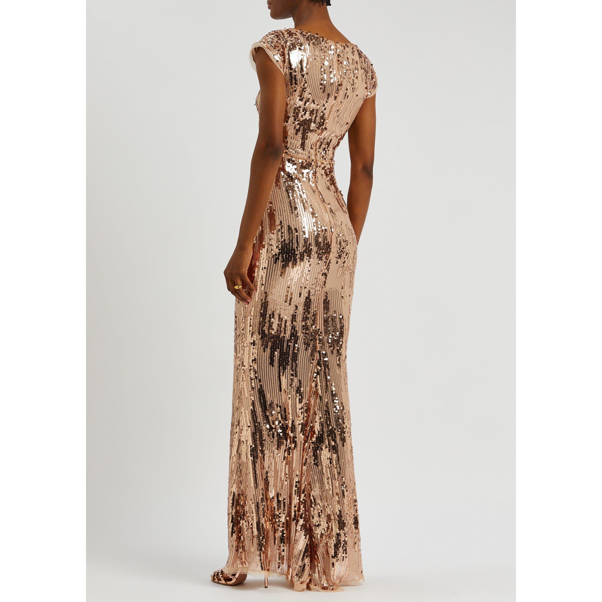 GOLD - Talbot Runhof - LD SEQUIN SHRT SLV EVENING DRS - 3