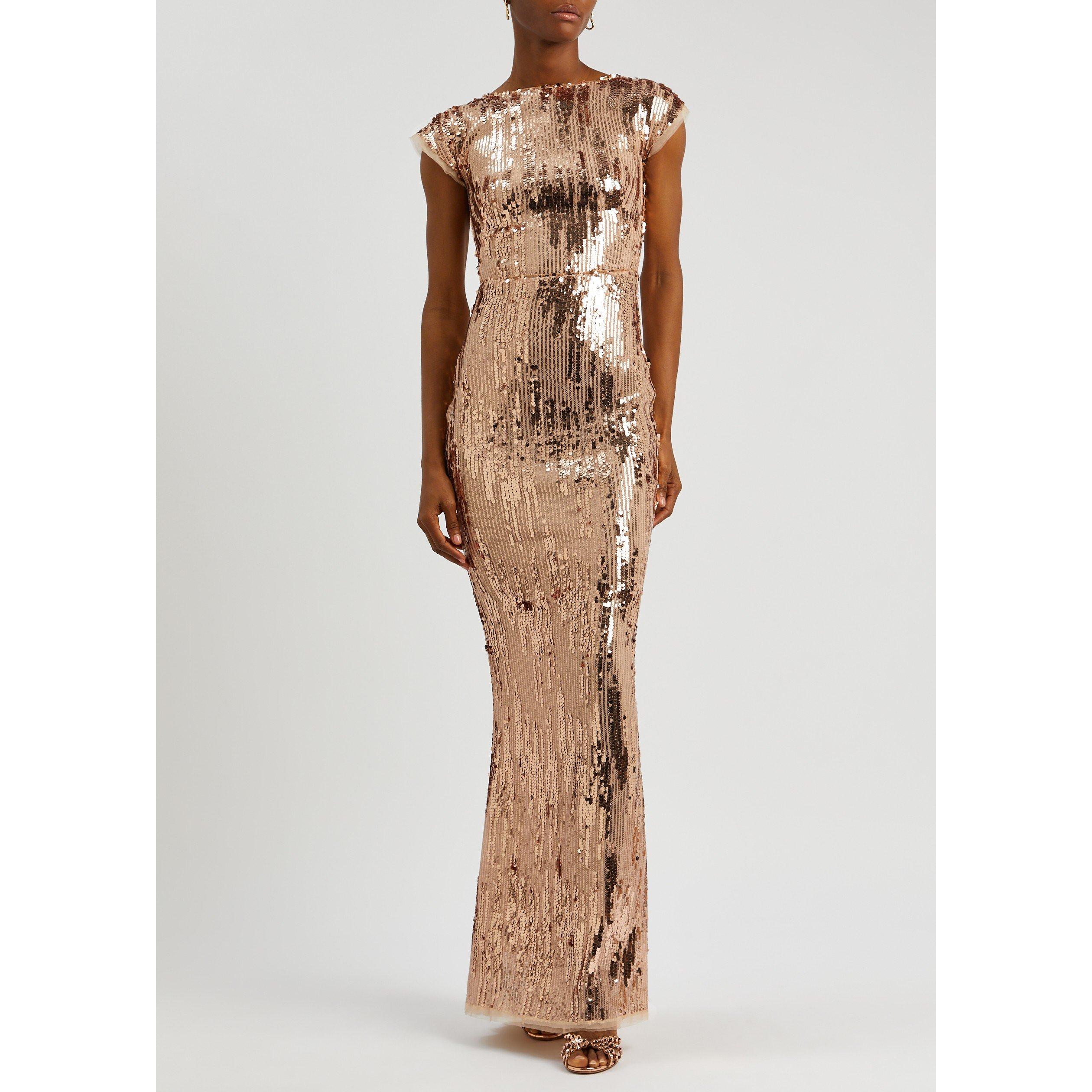 GOLD - Talbot Runhof - LD SEQUIN SHRT SLV EVENING DRS - 5