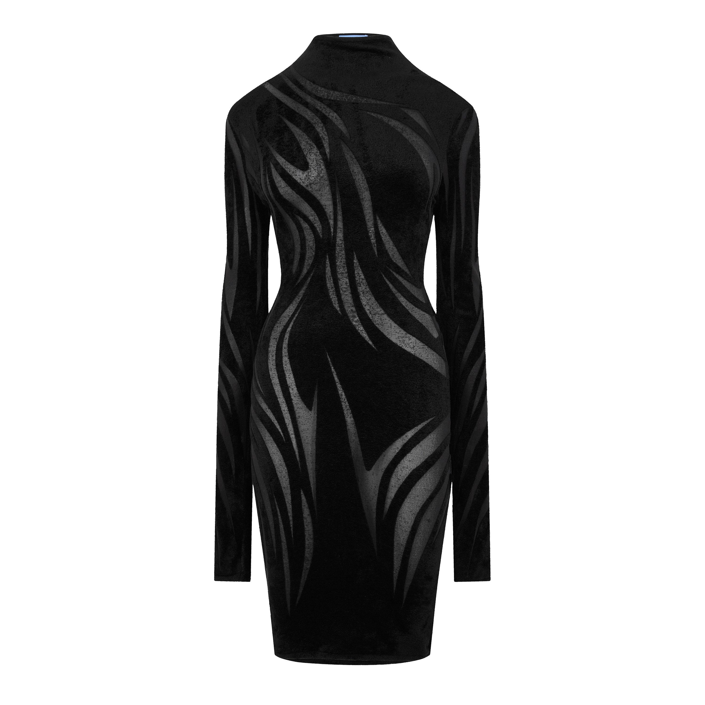 BLACK - Mugler - LNG SLV SHORT DRESS - 1