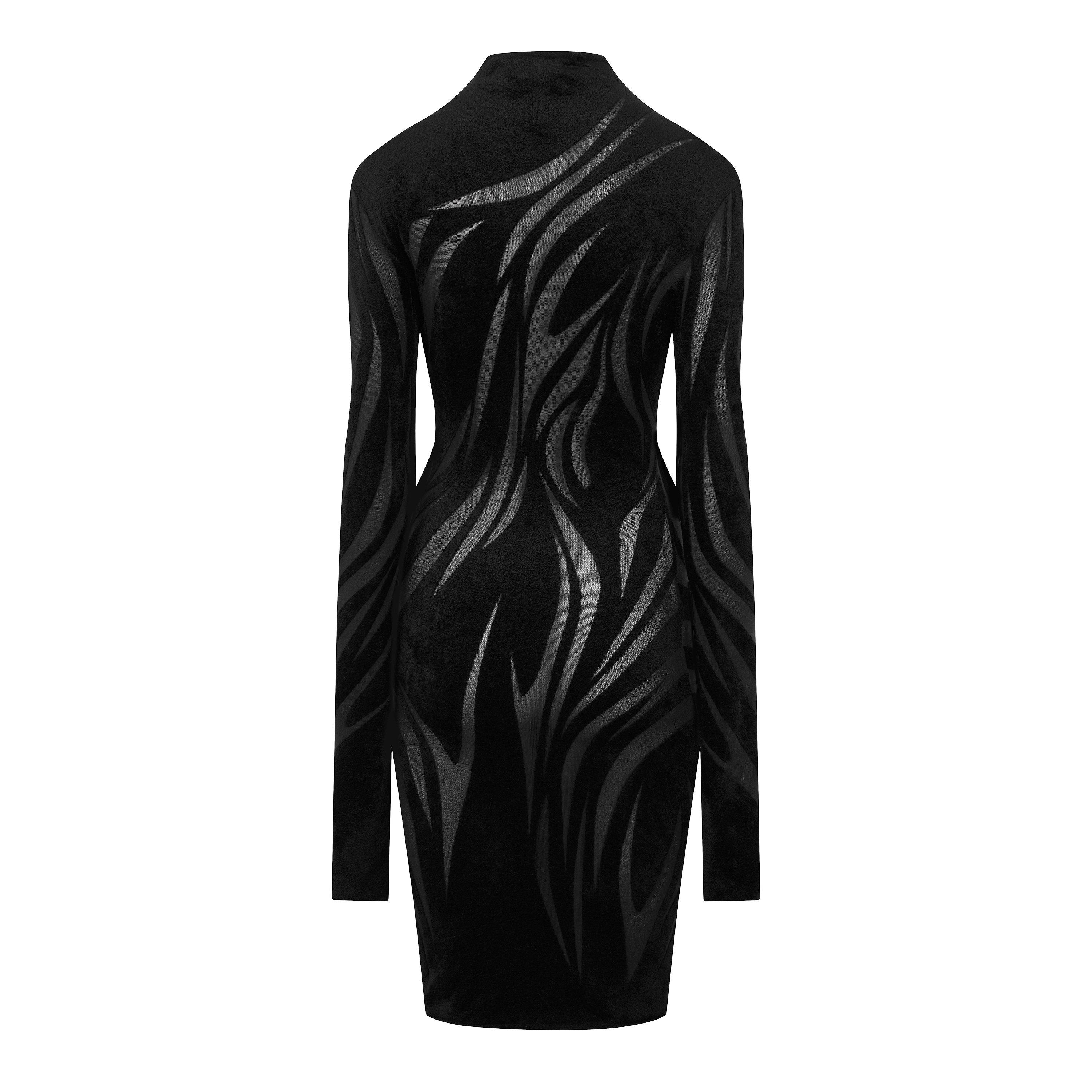 BLACK - Mugler - LNG SLV SHORT DRESS - 2