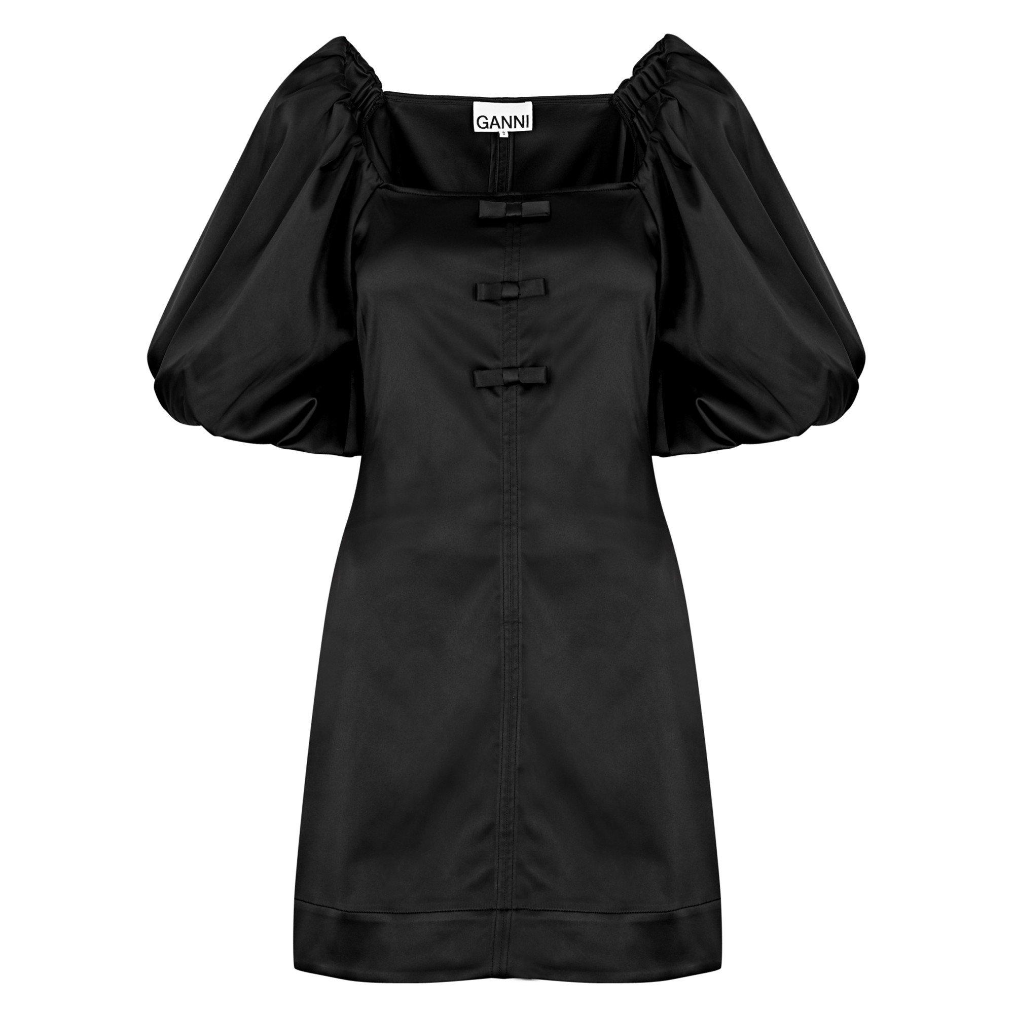 BLACK - Ganni - SD Double Satin Mini Dress - 1