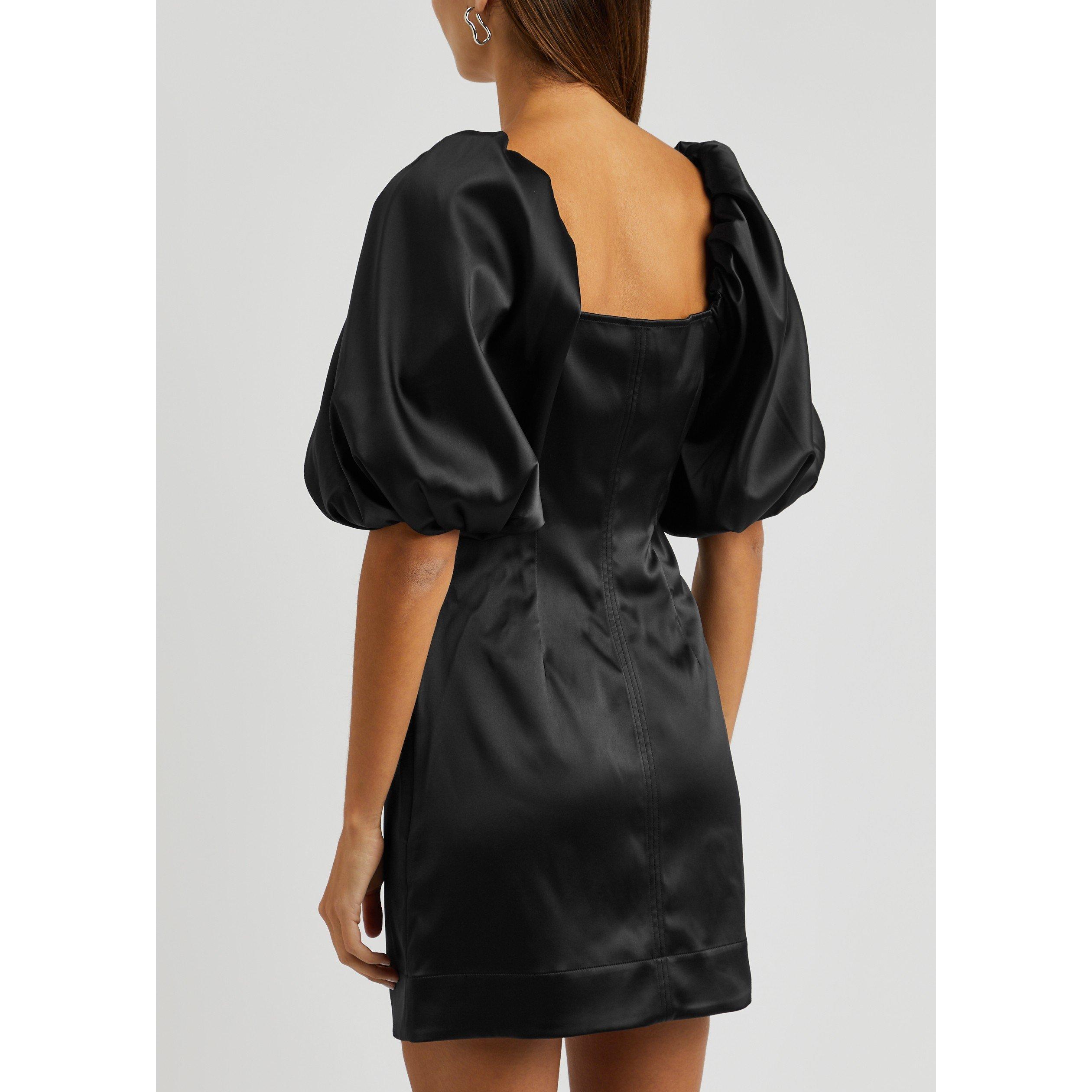 BLACK - Ganni - SD Double Satin Mini Dress - 3