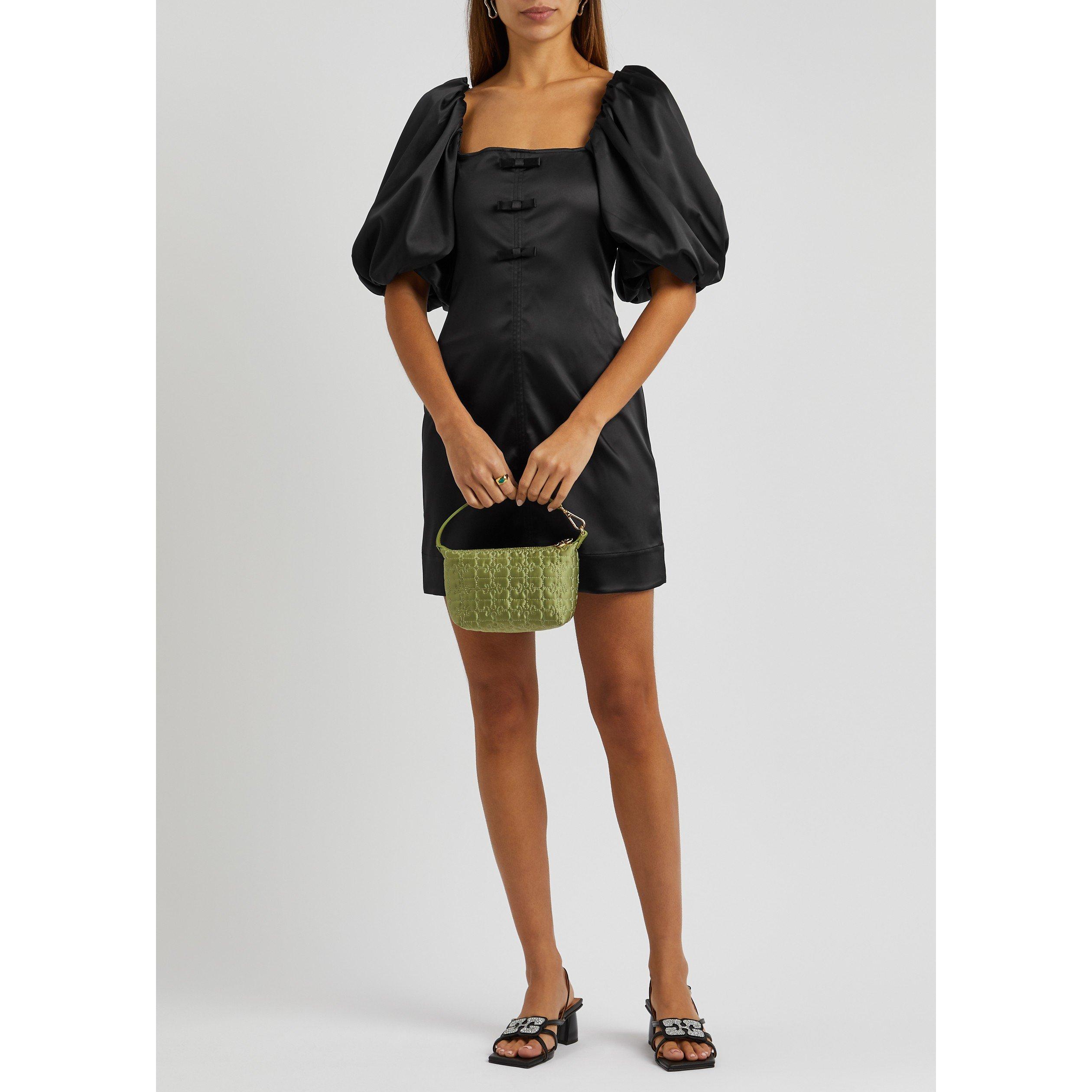 BLACK - Ganni - SD Double Satin Mini Dress - 5