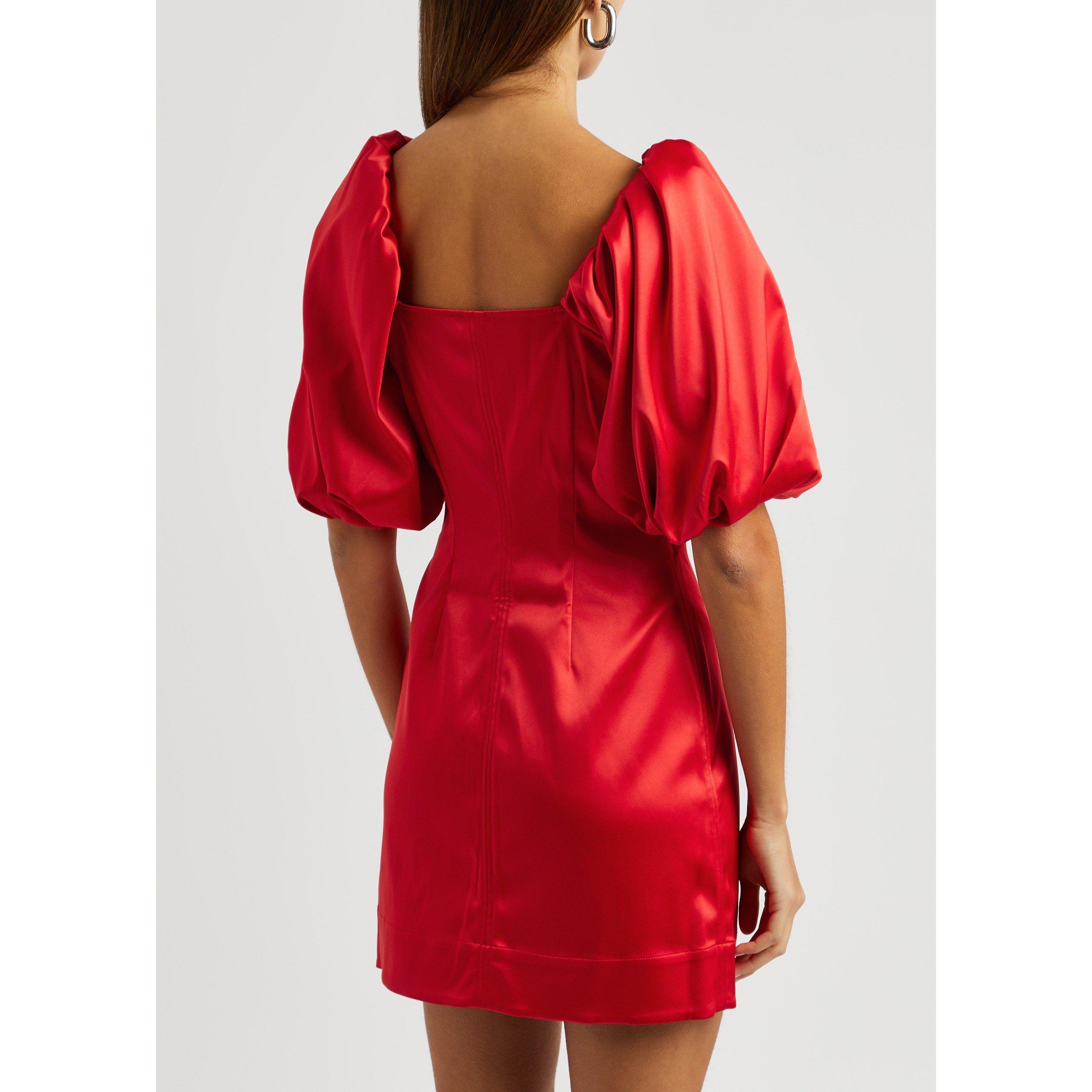 RED - Ganni - SD Double Satin Mini Dress - 3