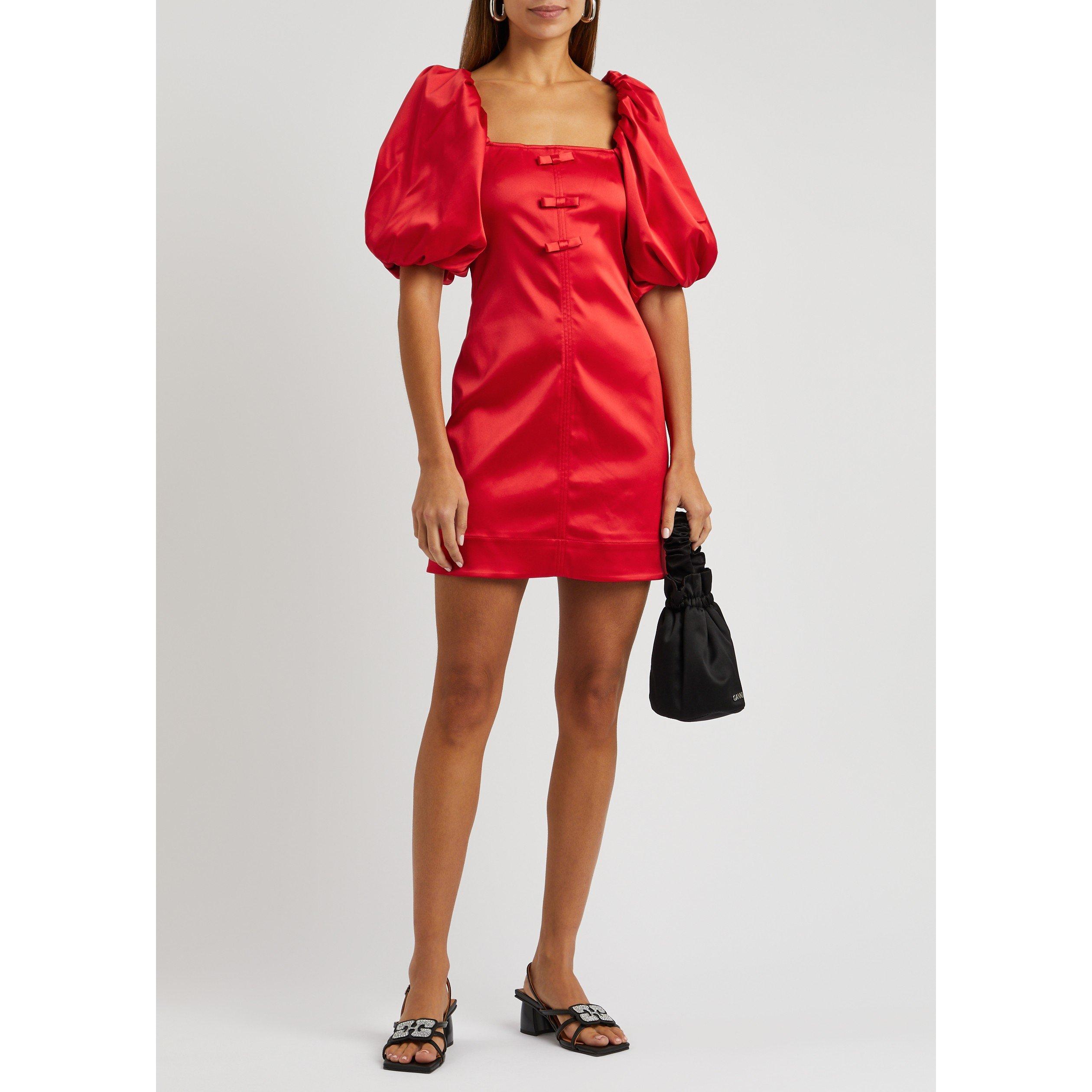 RED - Ganni - SD Double Satin Mini Dress - 5