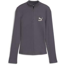 Puma Classics Ribbed Half-Zip Long Sleeve Top Womens