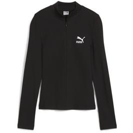 Puma Classics Ribbed Half-Zip Long Sleeve Top Womens