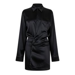 Off White Women's Ruched Asymmetric Shirt Dress, Ruched Design