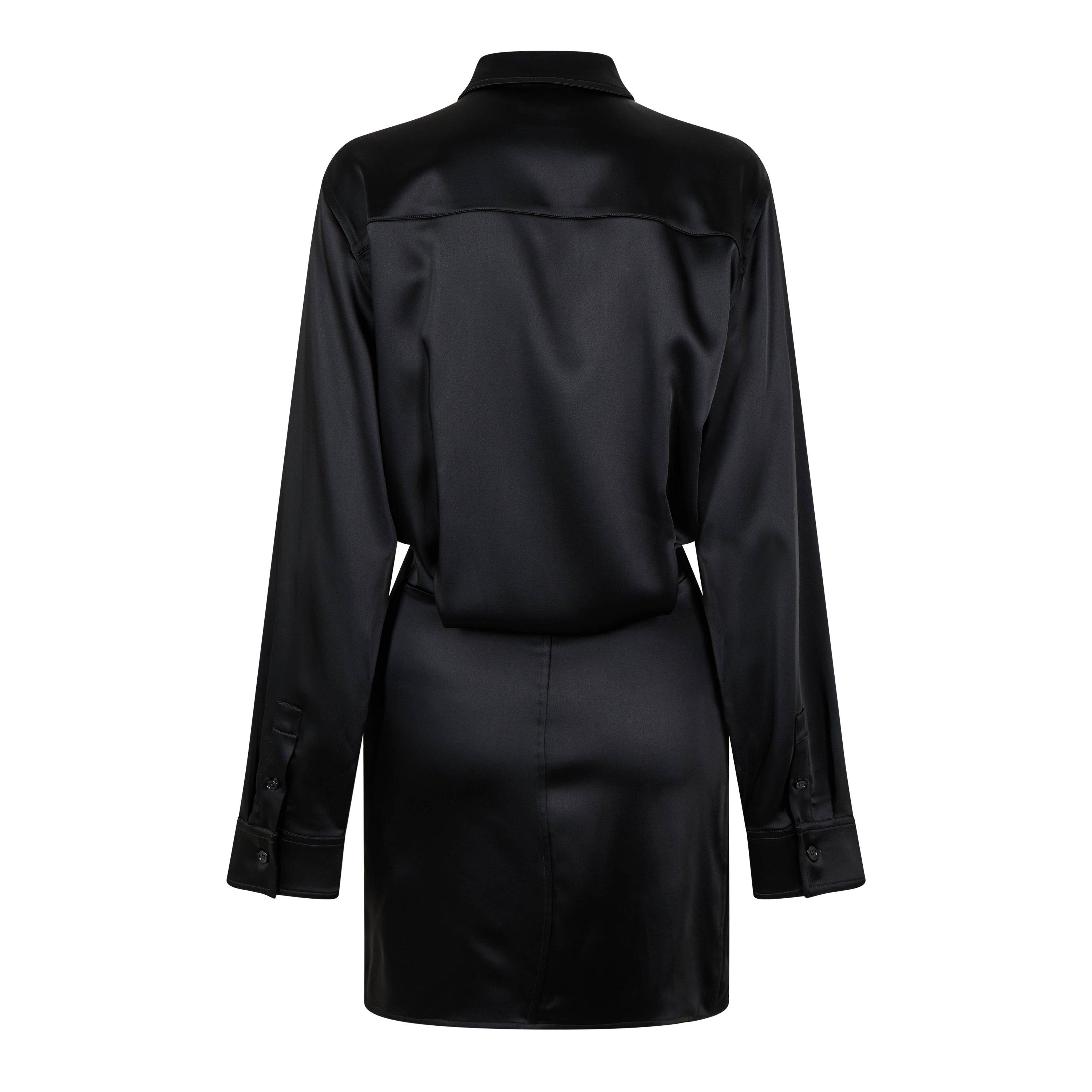 Sort - Off White - Women's Ruched Asymmetric Shirt Dress, Ruched Design - 2