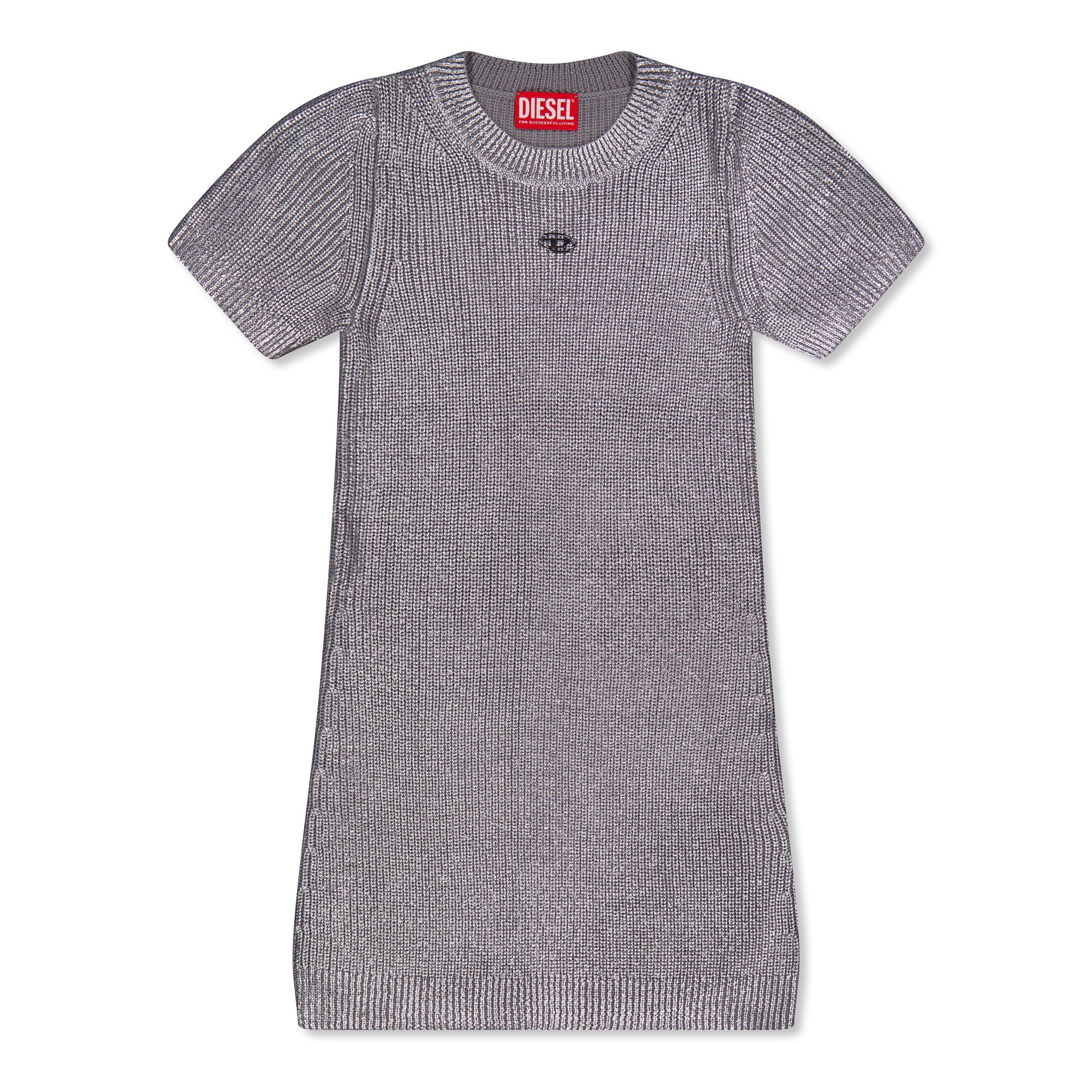 Silver K986 - Diesel - Kids' Metallic Knitted Jumper Dress - 1