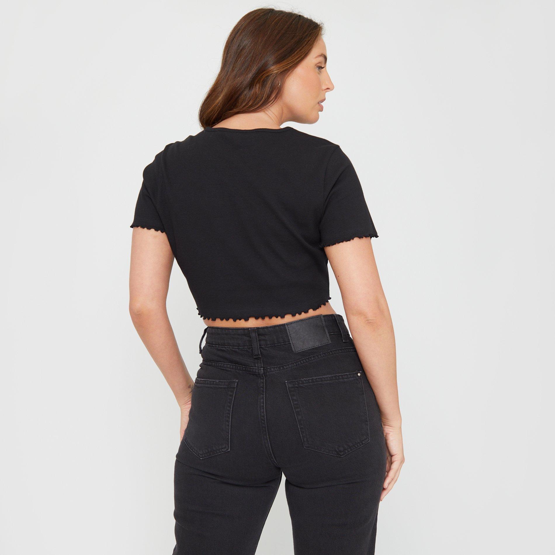 Schwarz - Be You - Cropped Rib T-Shirt - 2