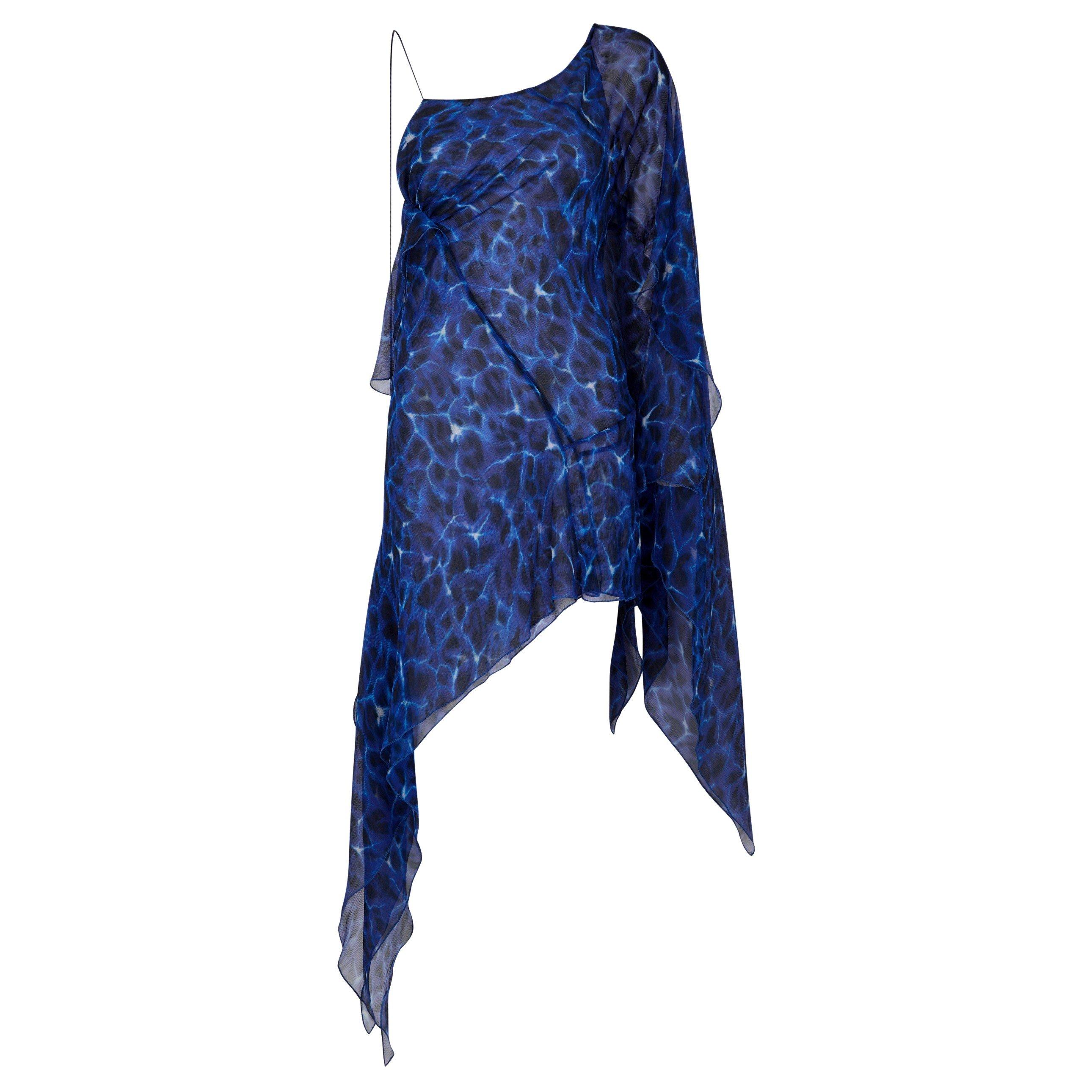 BLUE - KNWLS - SD ASYMMETRICAL CRINKLE PRINTE - 1