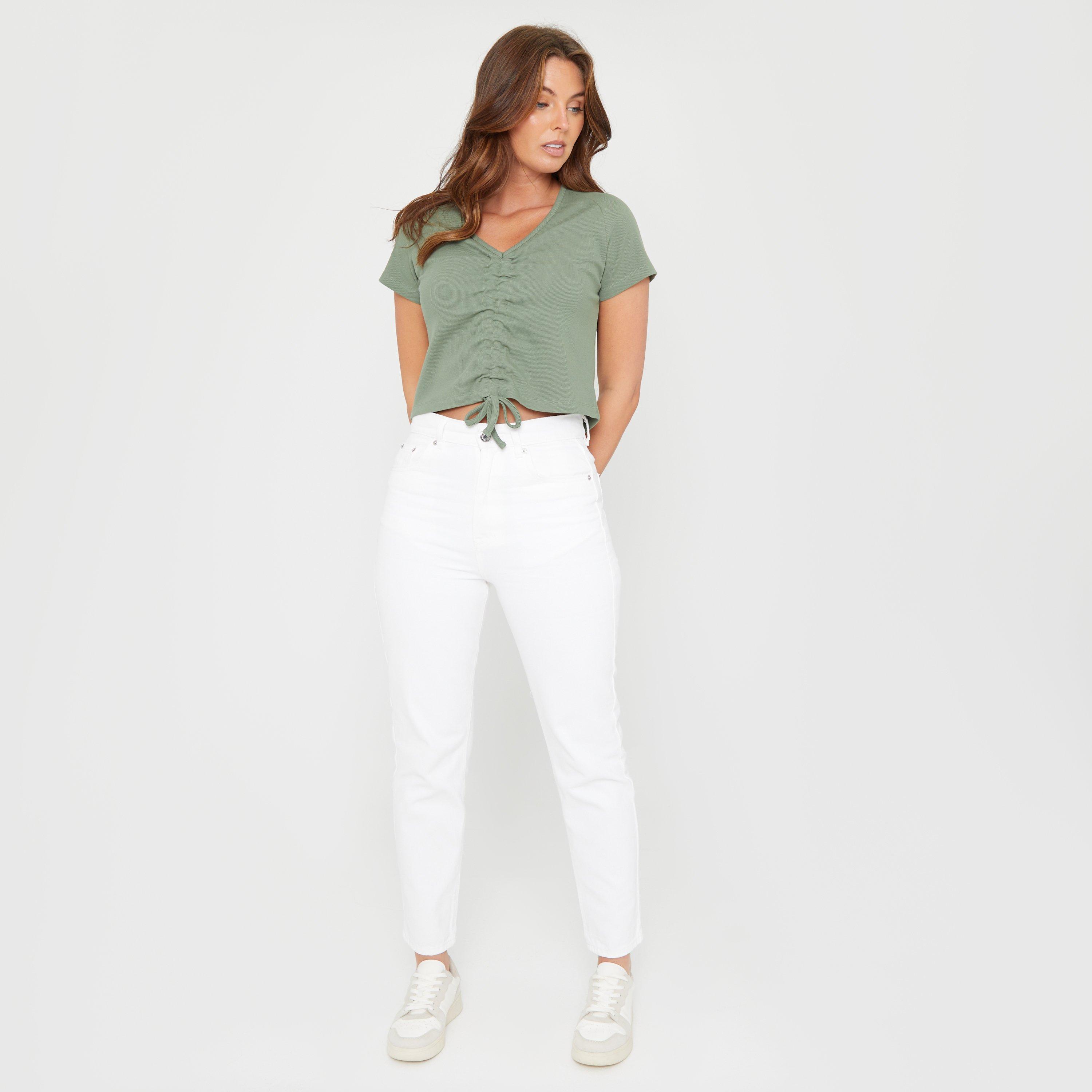 Khaki - Be You - BeYou Ruched Rib Top Womens - 3