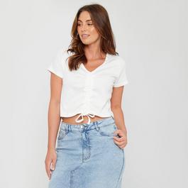 Be You BeYou Ruched Rib Top Womens