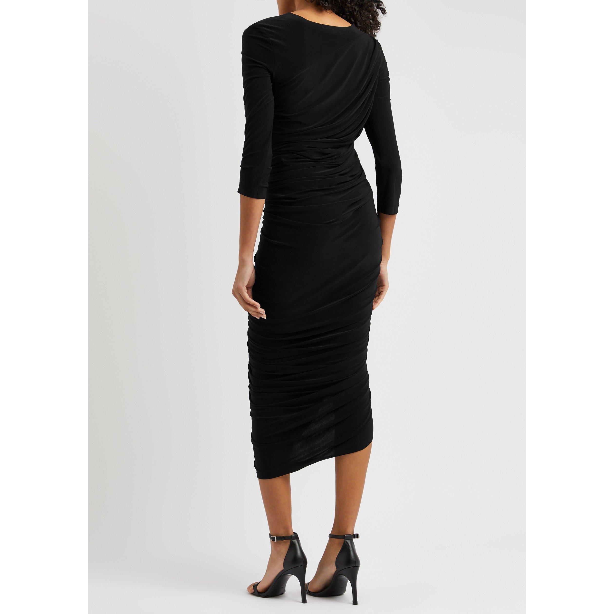 BLACK - Norma Kamali - LD DIANA LGSLV FITTED MIDI DRS - 3