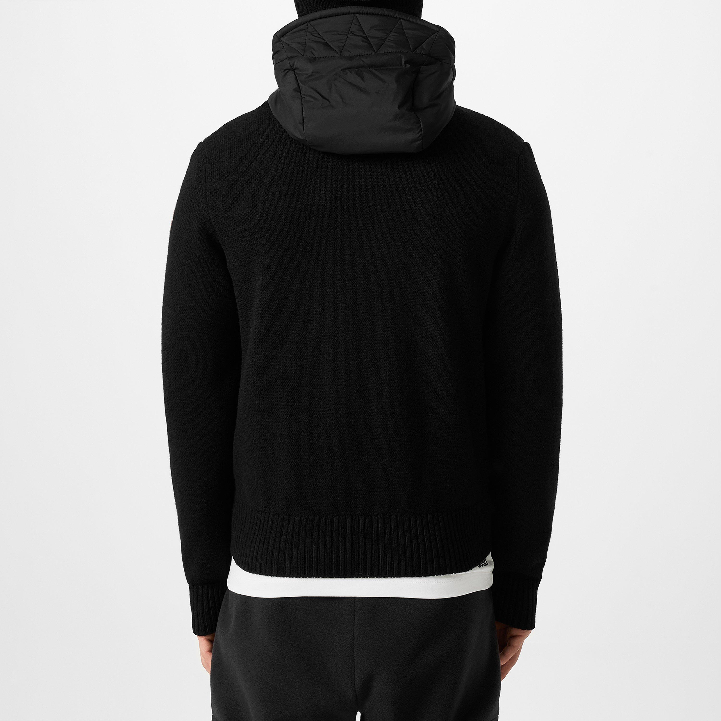 Black 999 - Moncler Grenoble - Men's Wool Down Filled Hooded Long Sleeve Hybrid Jacket - 3