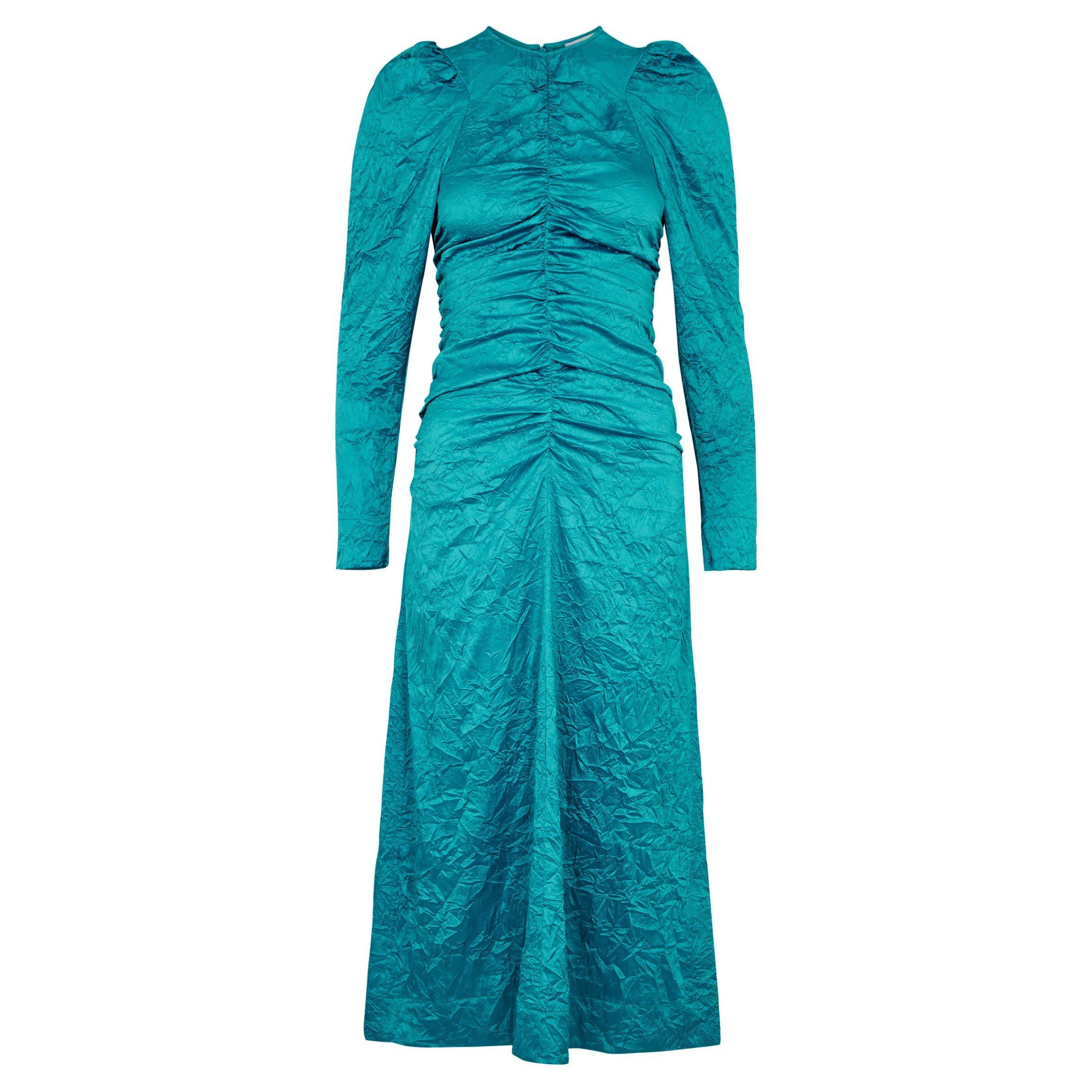 BLUE - Ganni - LD Crinkled Satin O-Neck Midi - 1