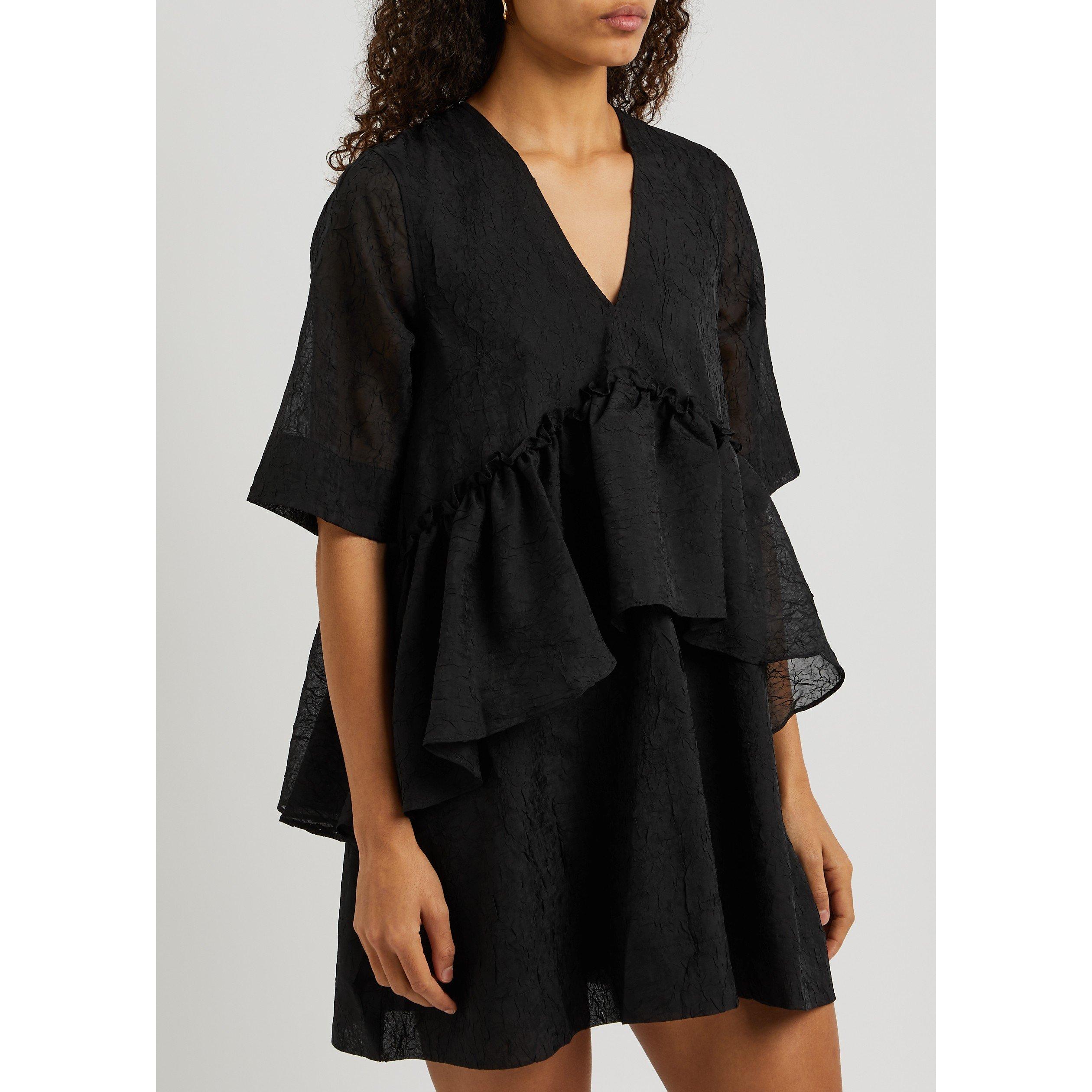 BLACK - Ganni - SD Crinkled Georgette Flounce - 2