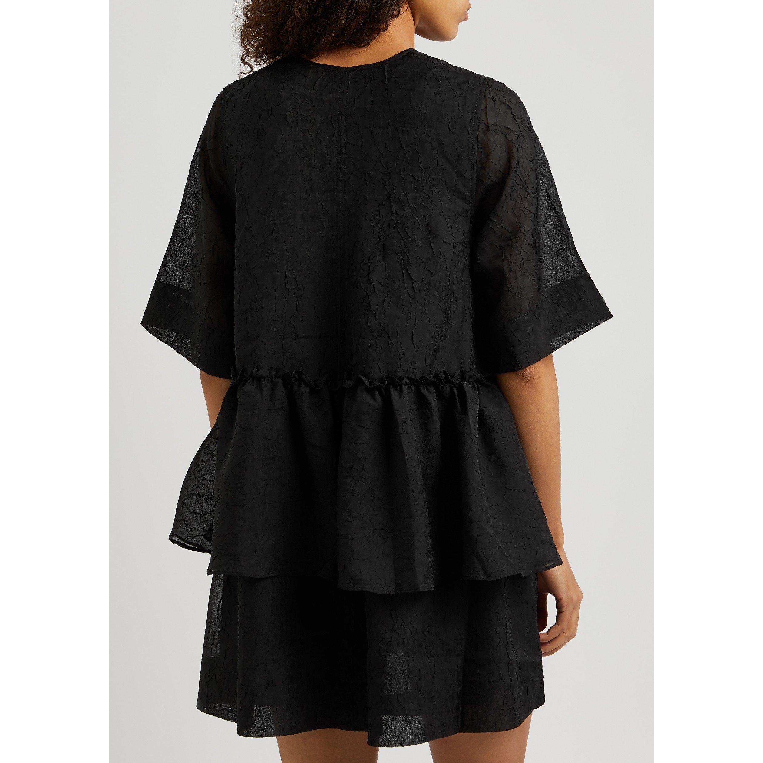 BLACK - Ganni - SD Crinkled Georgette Flounce - 3