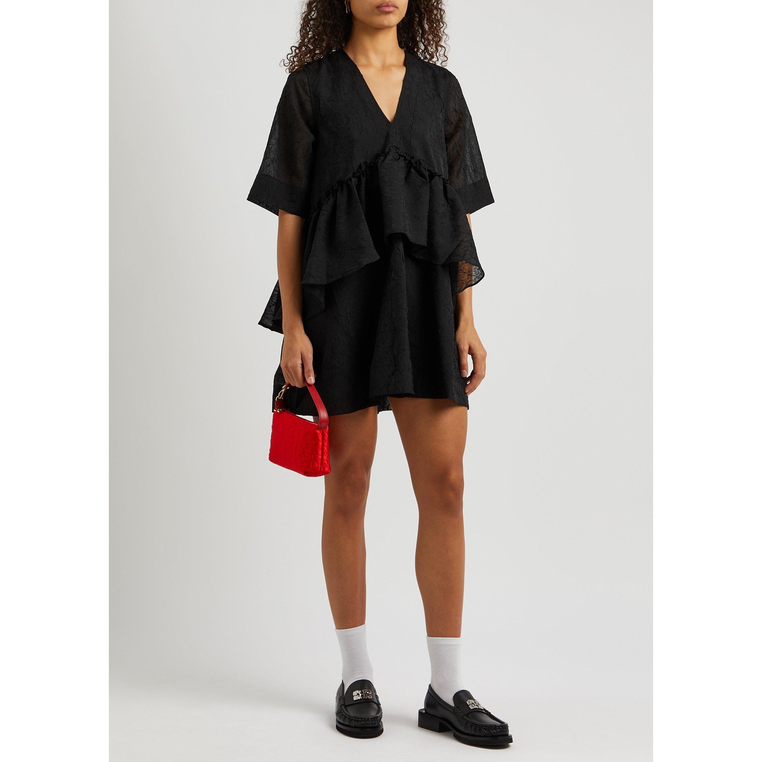 BLACK - Ganni - SD Crinkled Georgette Flounce - 5