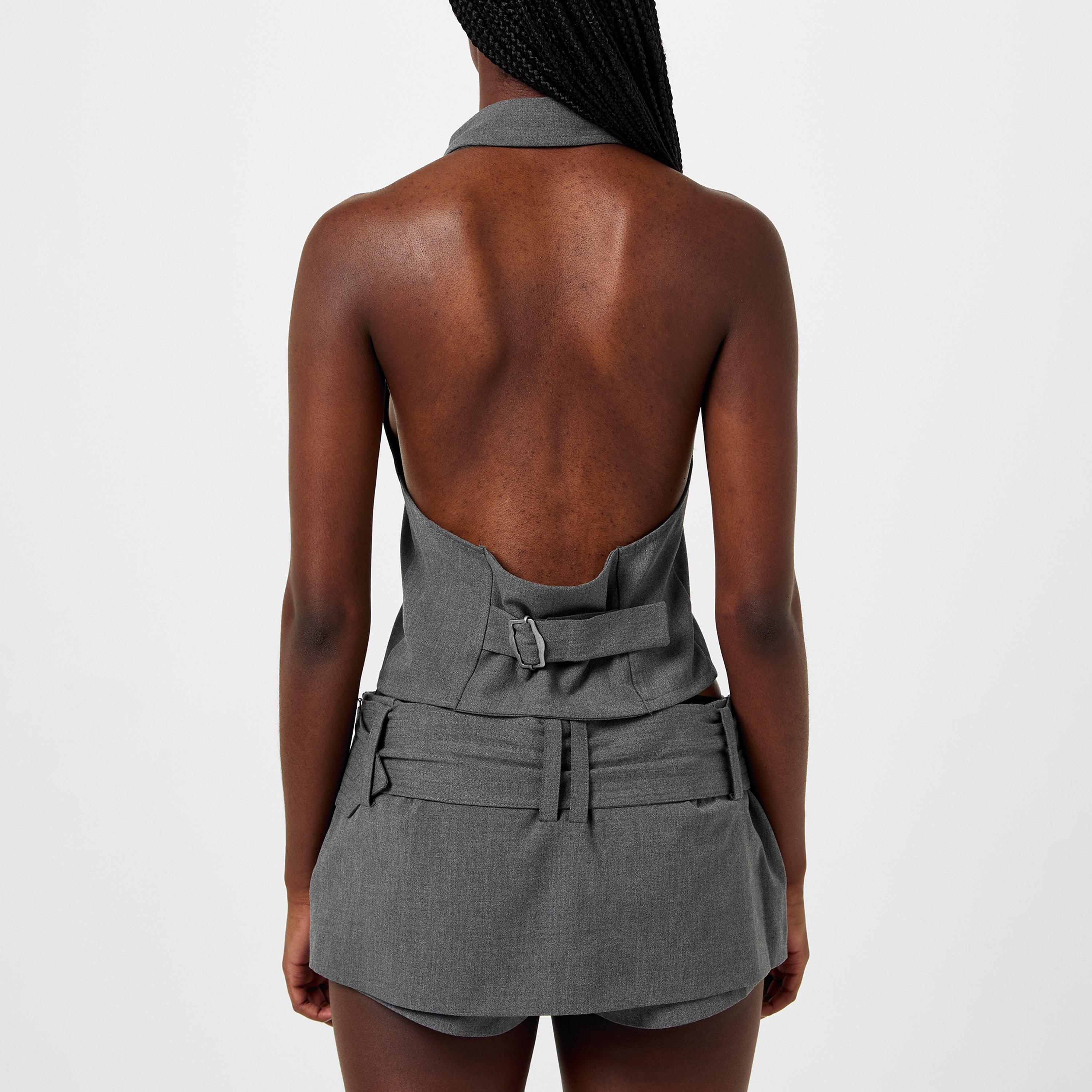 Grey - Jaded London - Friday Halter Tie Shirt - 3