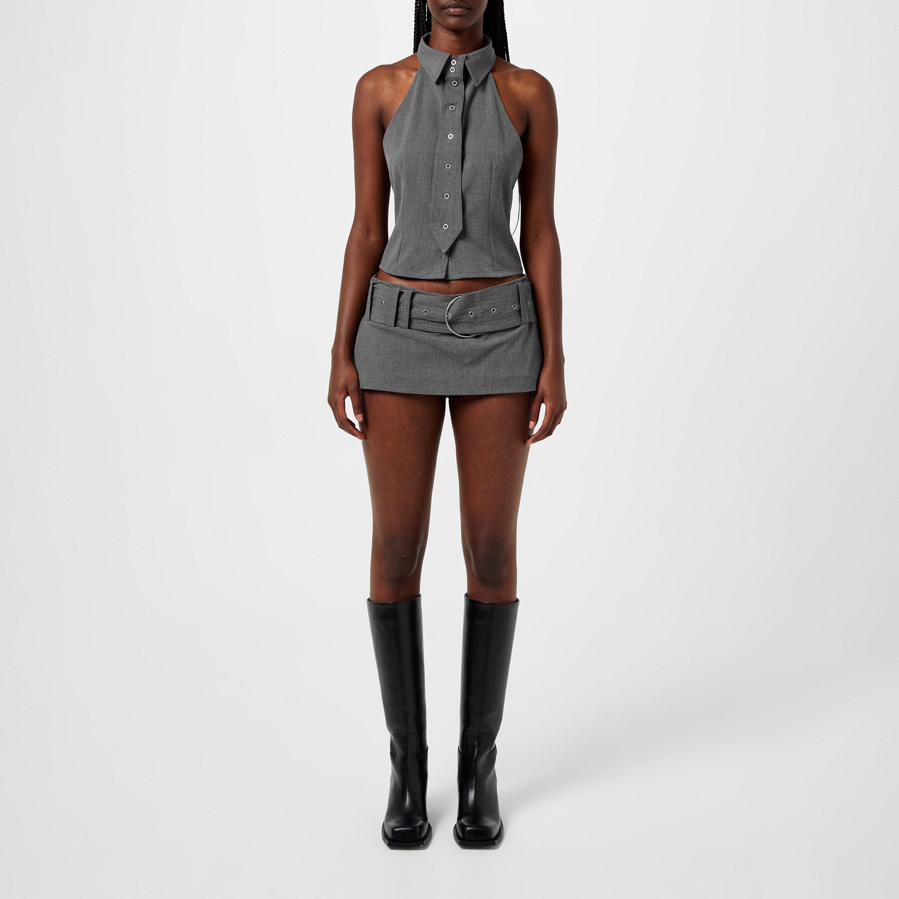 Grey - Jaded London - Friday Halter Tie Shirt - 4