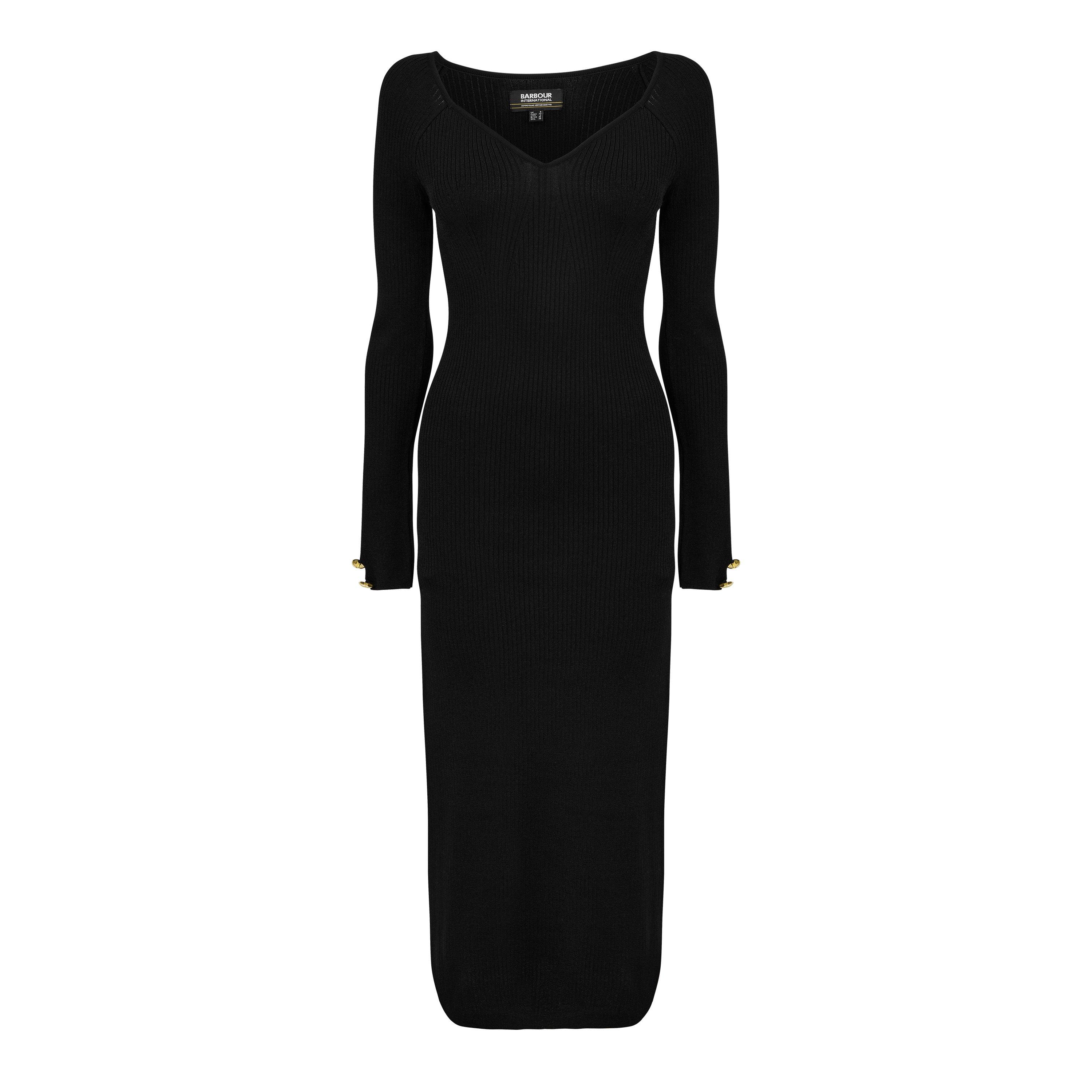 Barbour International Roberta Knitted Midi Dress - Black - Size 10 (S)