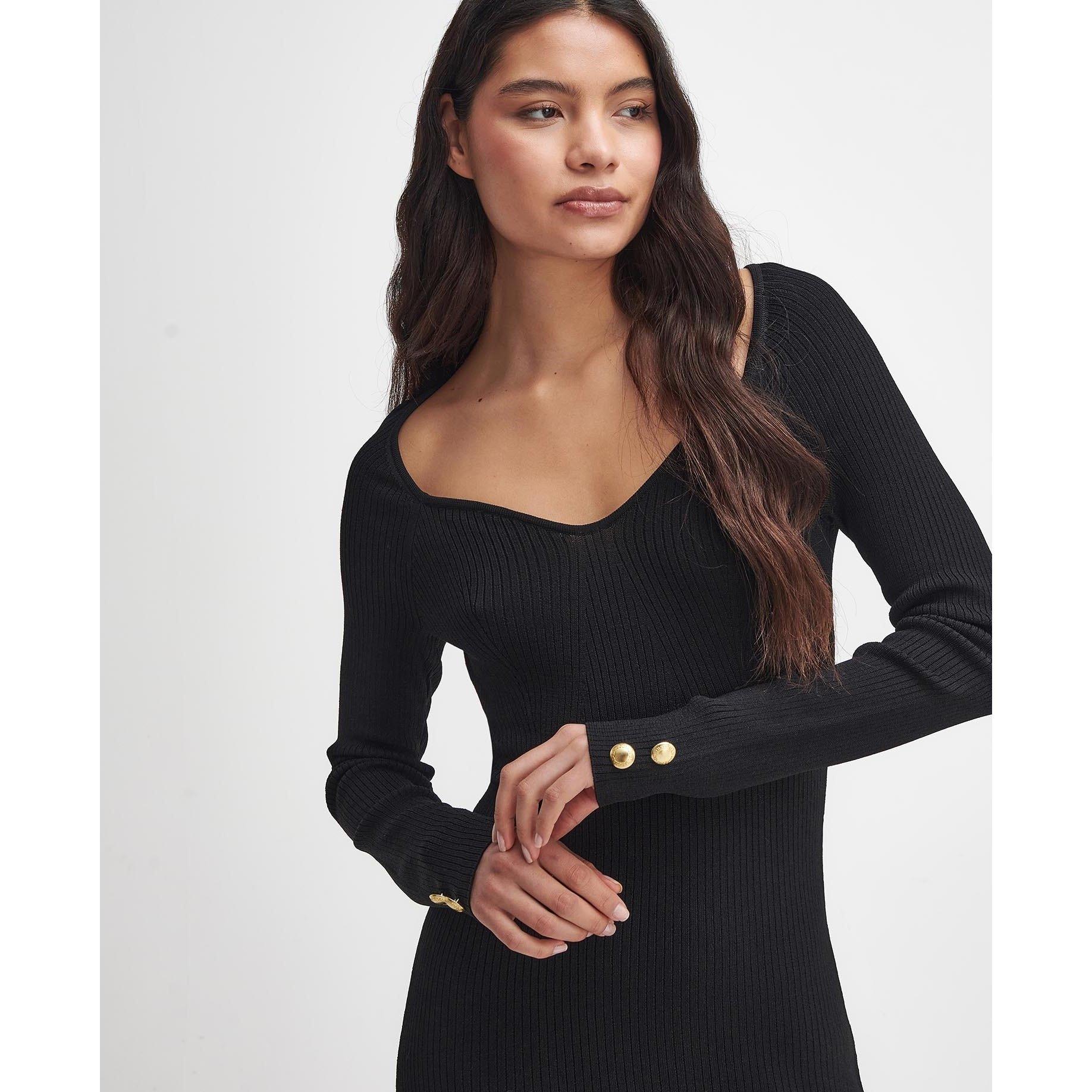 Black - Barbour International - Roberta Knitted Midi Dress - 5