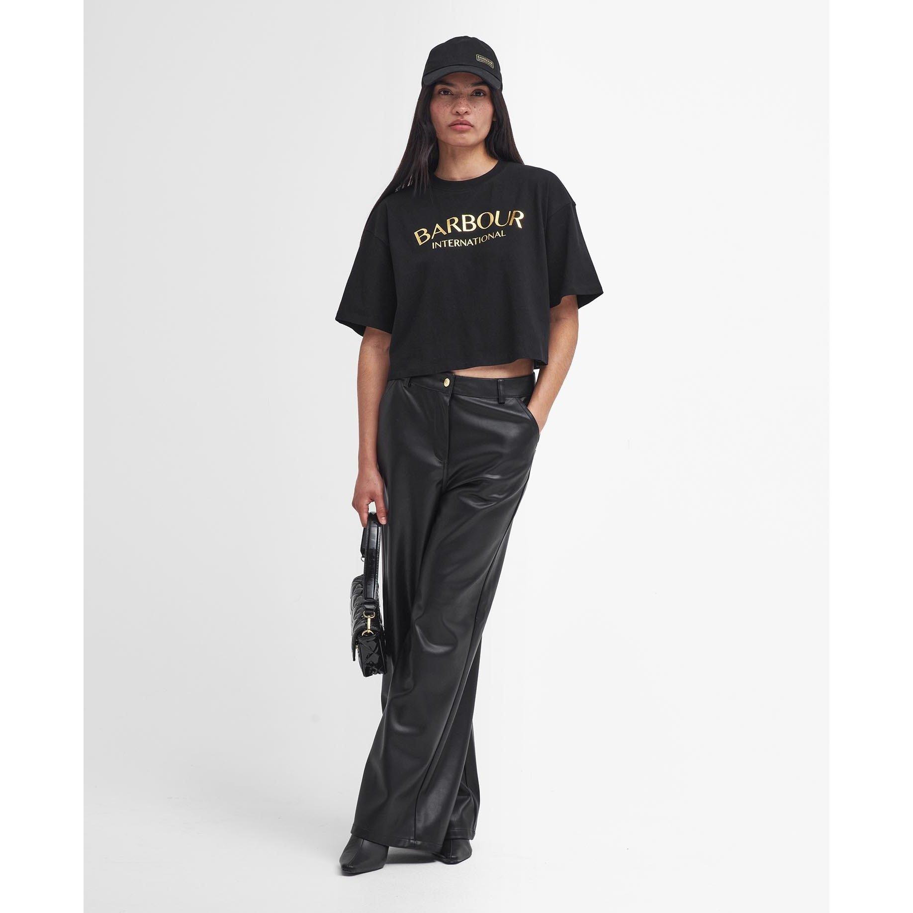 Black - Barbour International - Milla Logo Cropped T-Shirt - 3