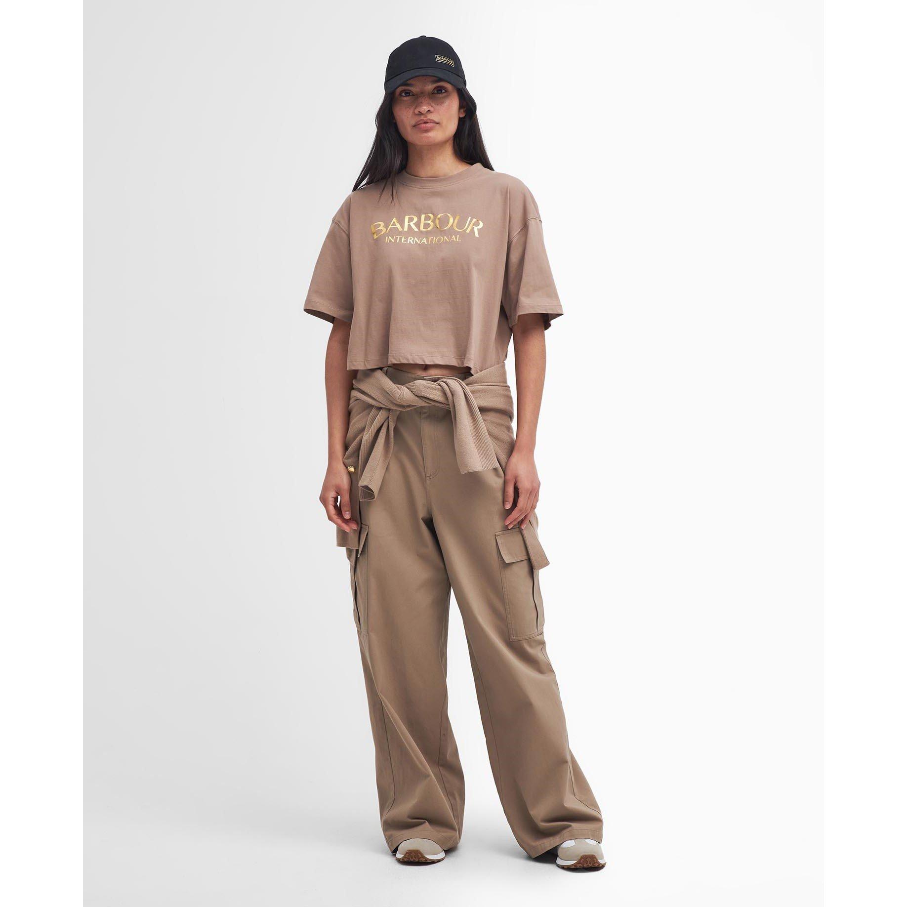 Light Trench - Barbour International - Barbour Milla Logo Cropped T-Shirt - 3